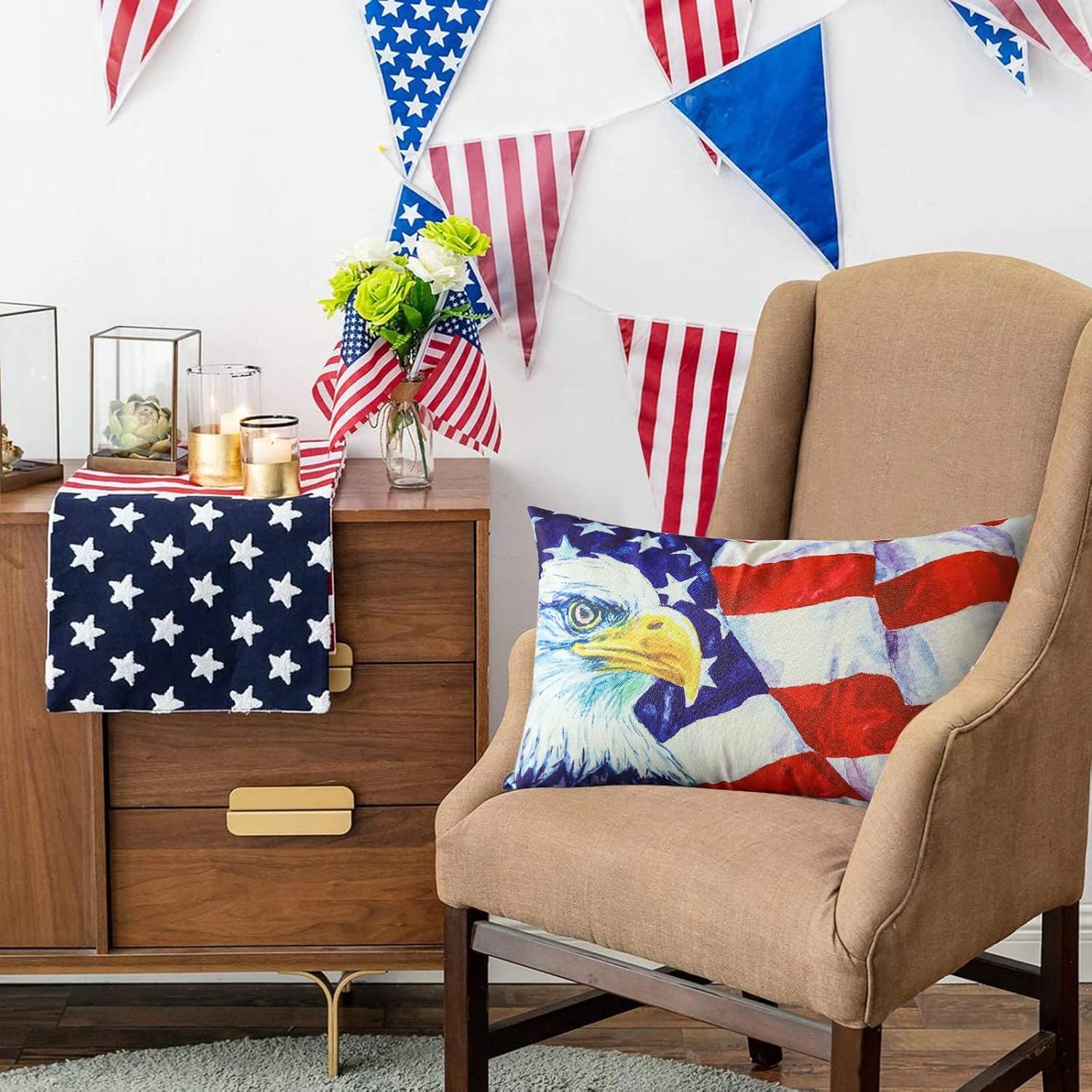 Fundas de almohada decorativas para el 4 de julio, 12 x 20 pulgadas, Día de la Independencia, para decoración del hogar, sala de estar, dormitorio,