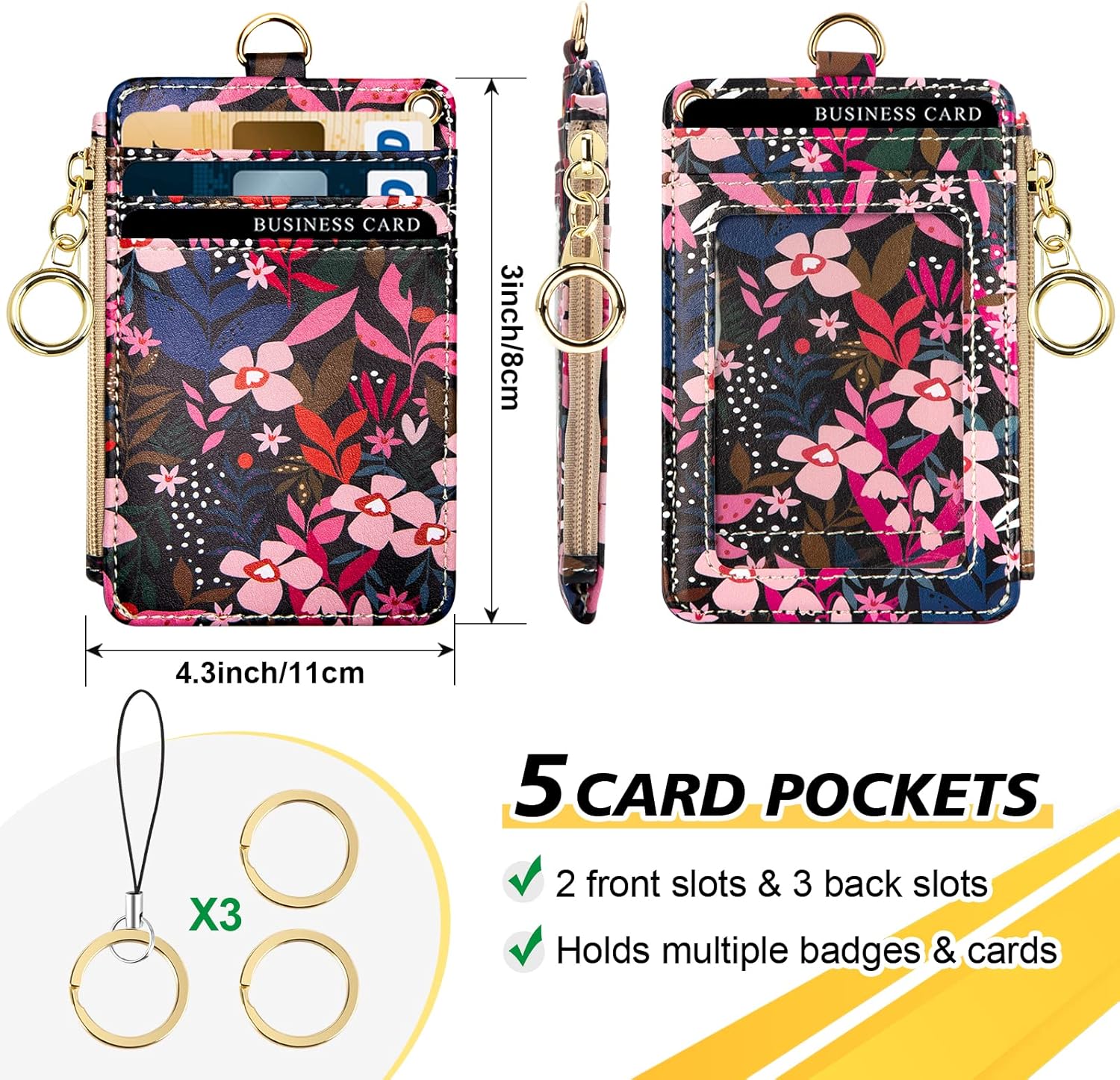 Soporte para tarjetas de identificación con cordón, portatarjetas retráctiles con cordones ajustables para mujeres, niños, profesores, enfermeras,