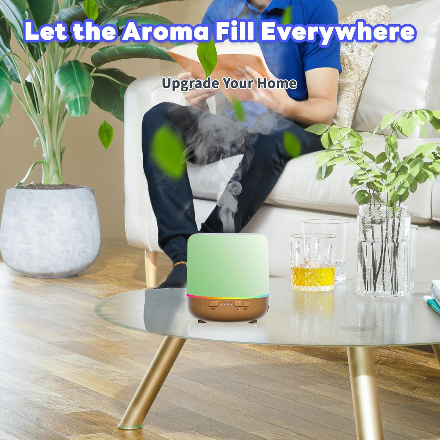 Difusores pequeños de 6.8 fl oz, difusor de aceite esencial colorido con modo de niebla ajustable, difusor de aroma de apagado automático para