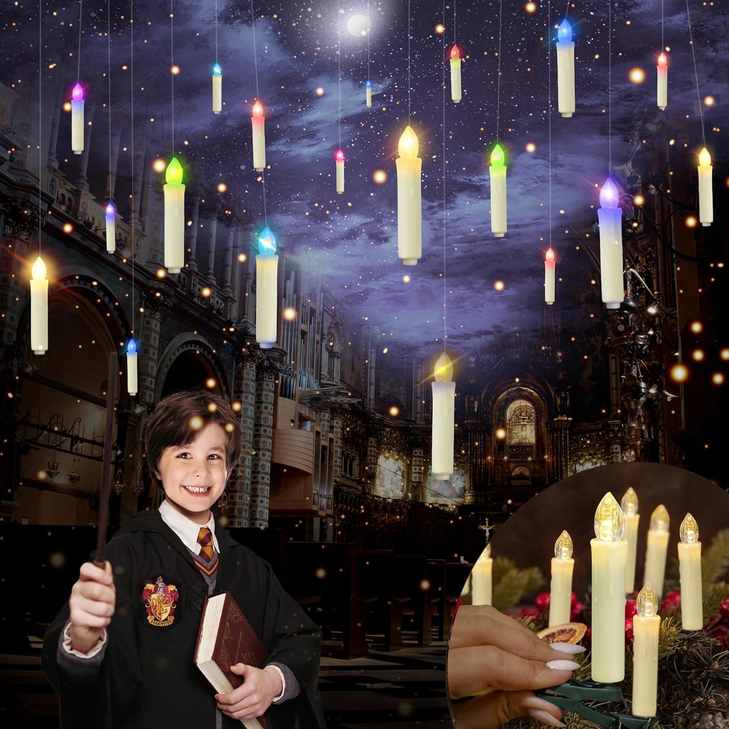 Decoraciones de Navidad, paquete de 10 velas flotantes, programables, 12 colores, con control remoto, decoración de Helloween con clip de vela para