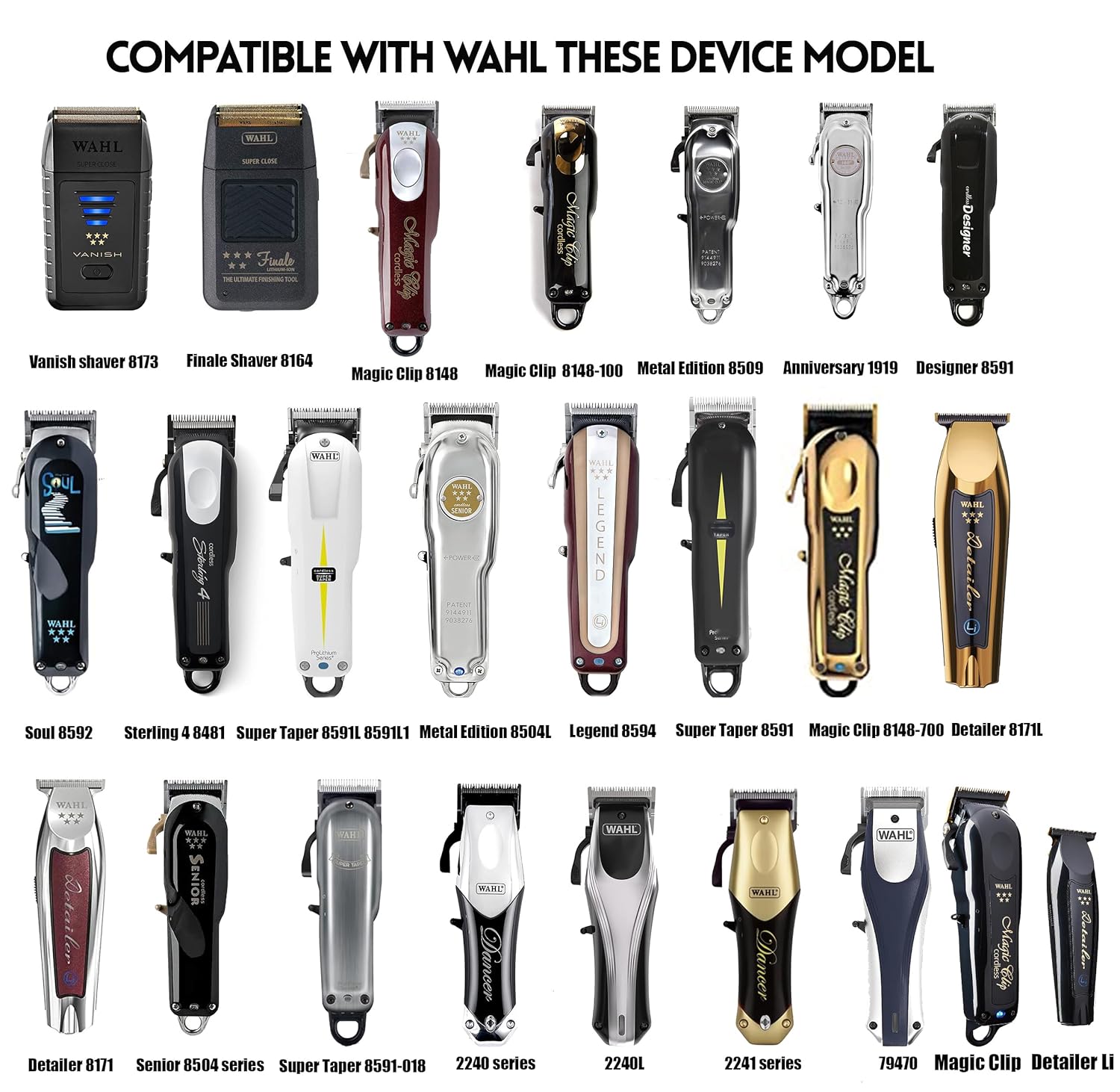 Cable de carga USB para Wahl Magic Clip Senior Sterling-4 Detailer Litio-Ion Pro Clippers, cable de carga de repuesto compatible con Wahl 8164