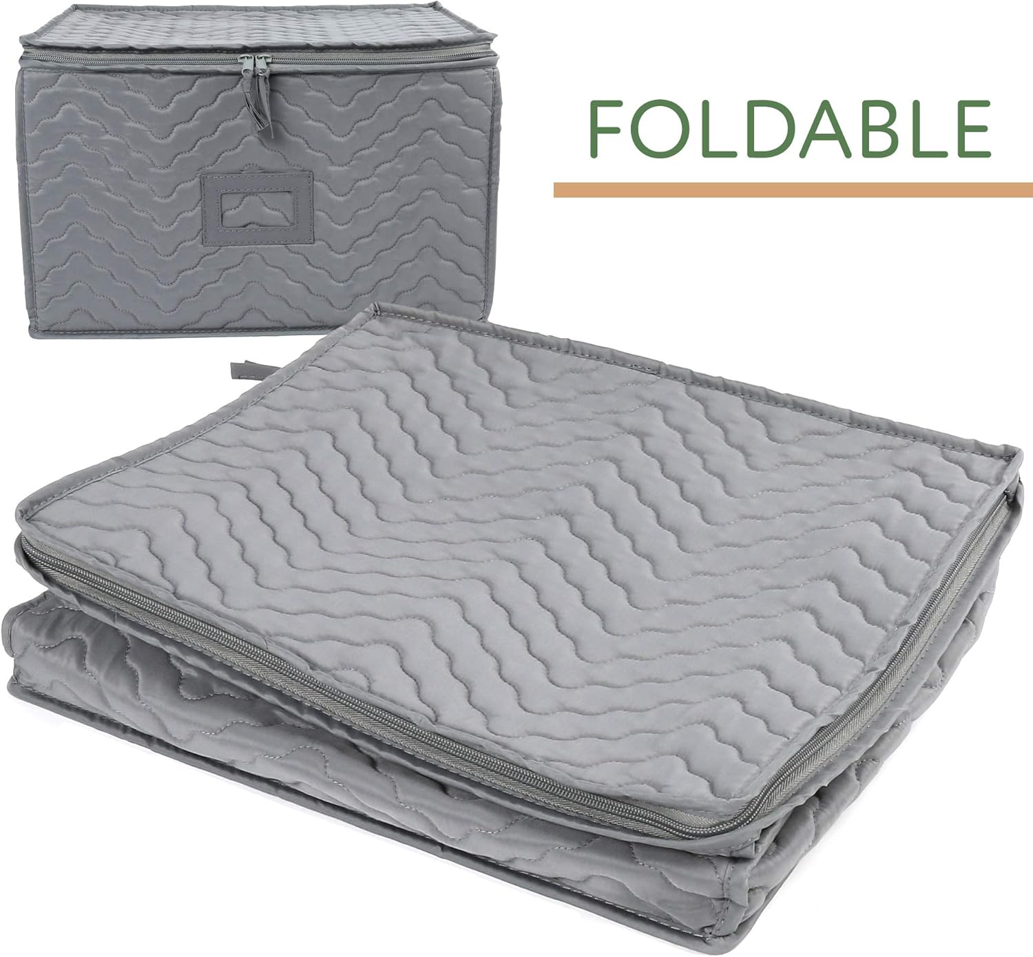 LotFancy Contenedores de almacenamiento para copas, paquete de 2, estuche de almacenamiento acolchado de lujo con divisores para 24 copas de vino,