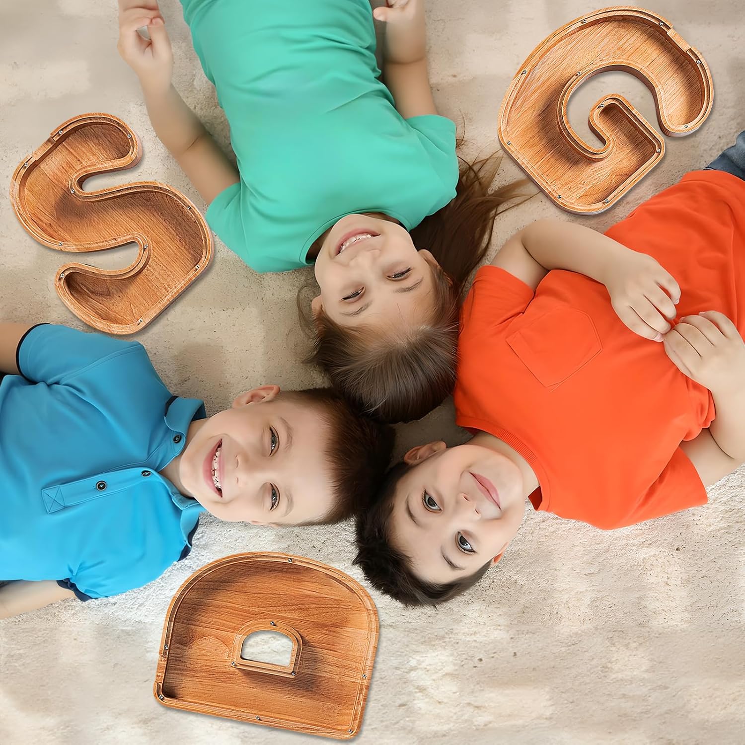 Alcancías de madera extra grandes de 12 pulgadas  Alcancías para niños y niñas, bancos de dinero del alfabeto con inicial D  Banco de billetes para