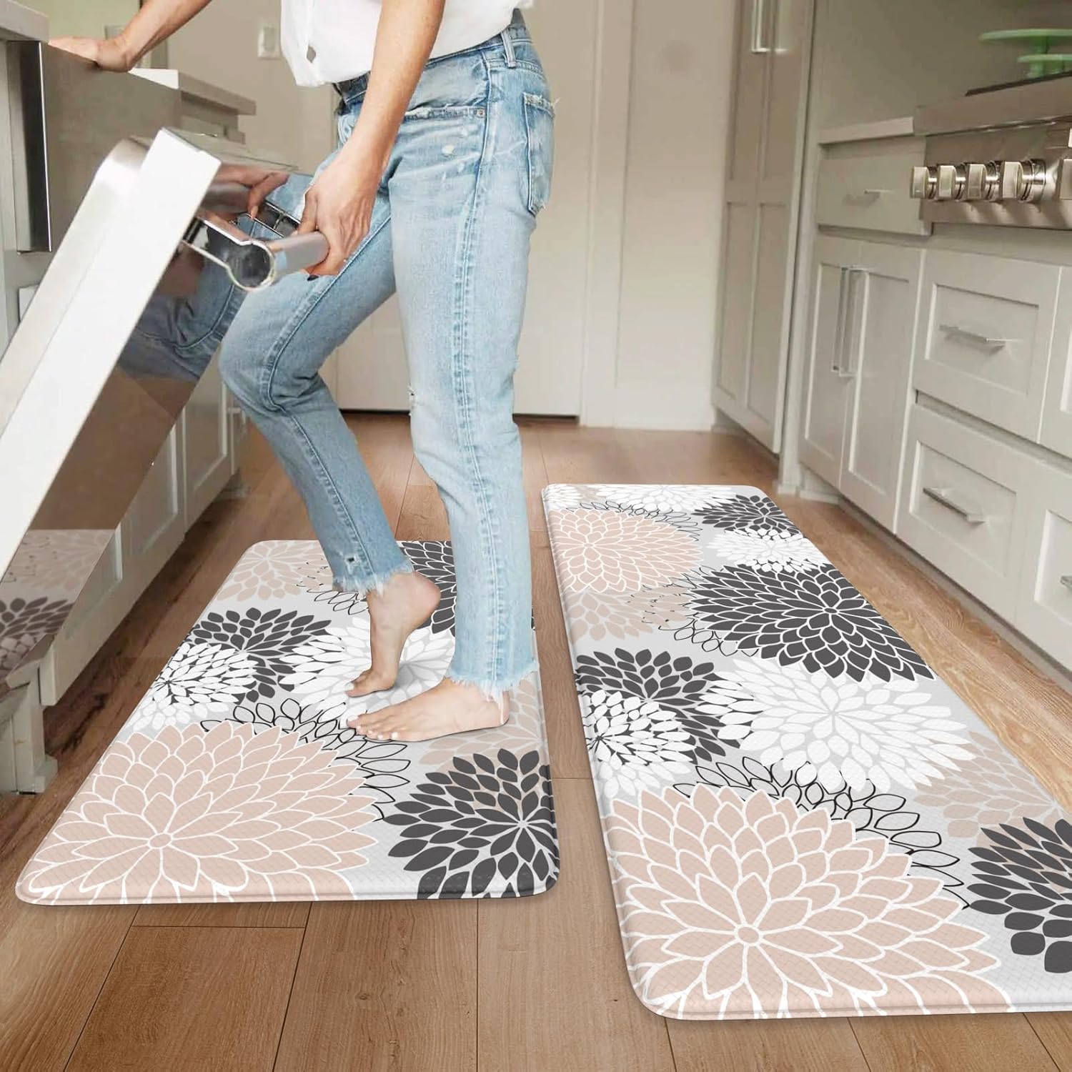 Alfombras y tapetes de cocina acolchados antifatiga, 2 unidades, antideslizantes, impermeables, bohemias, tapete ergonómico de espuma cómoda para