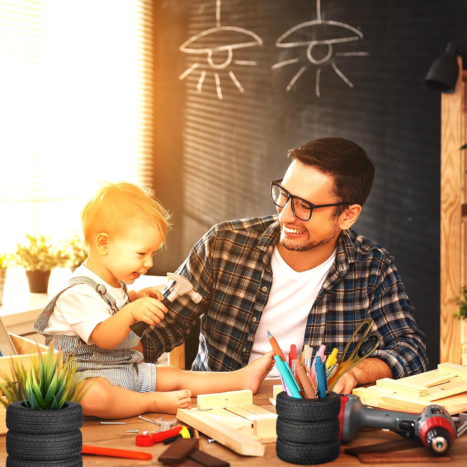 12 soportes para bolígrafos en forma de neumático, soporte para lápices de neumáticos de automóvil, accesorios de papelería para escritorio, niños,