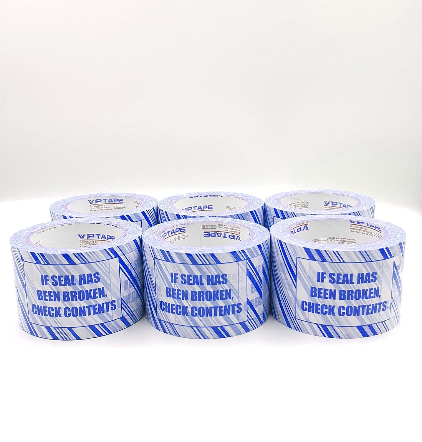 VP Cinta de embalaje de seguridad impresa TAPE, 3 pulgadas x 110 yardas, grosor 2.0 mil, 24 rollos. (3s)