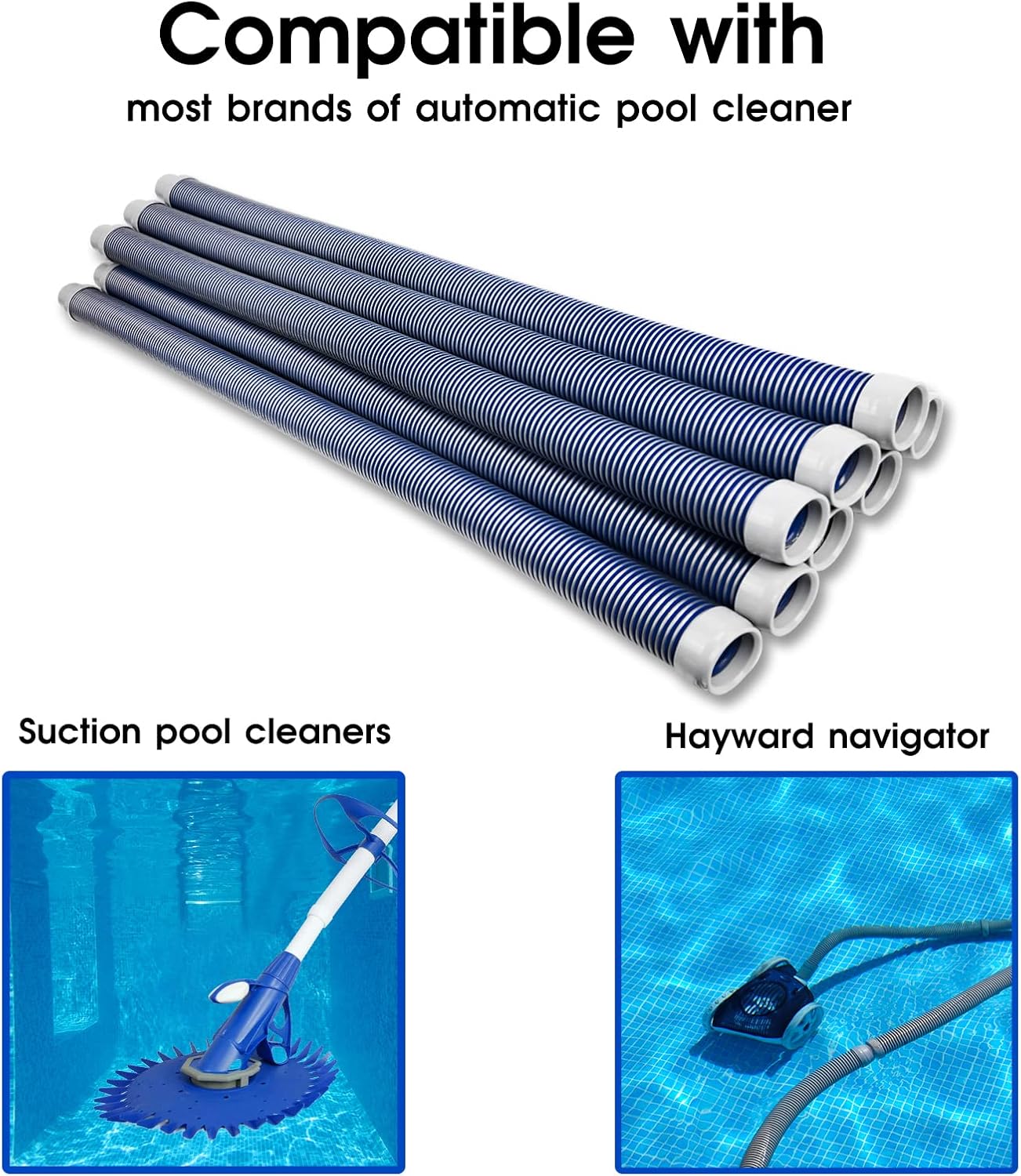 POOLWHALE Manguera profesional para aspiradora de piscina, mangueras de 1.5 pulgadas, 8 piezas, extensión perfecta para aspiradora de