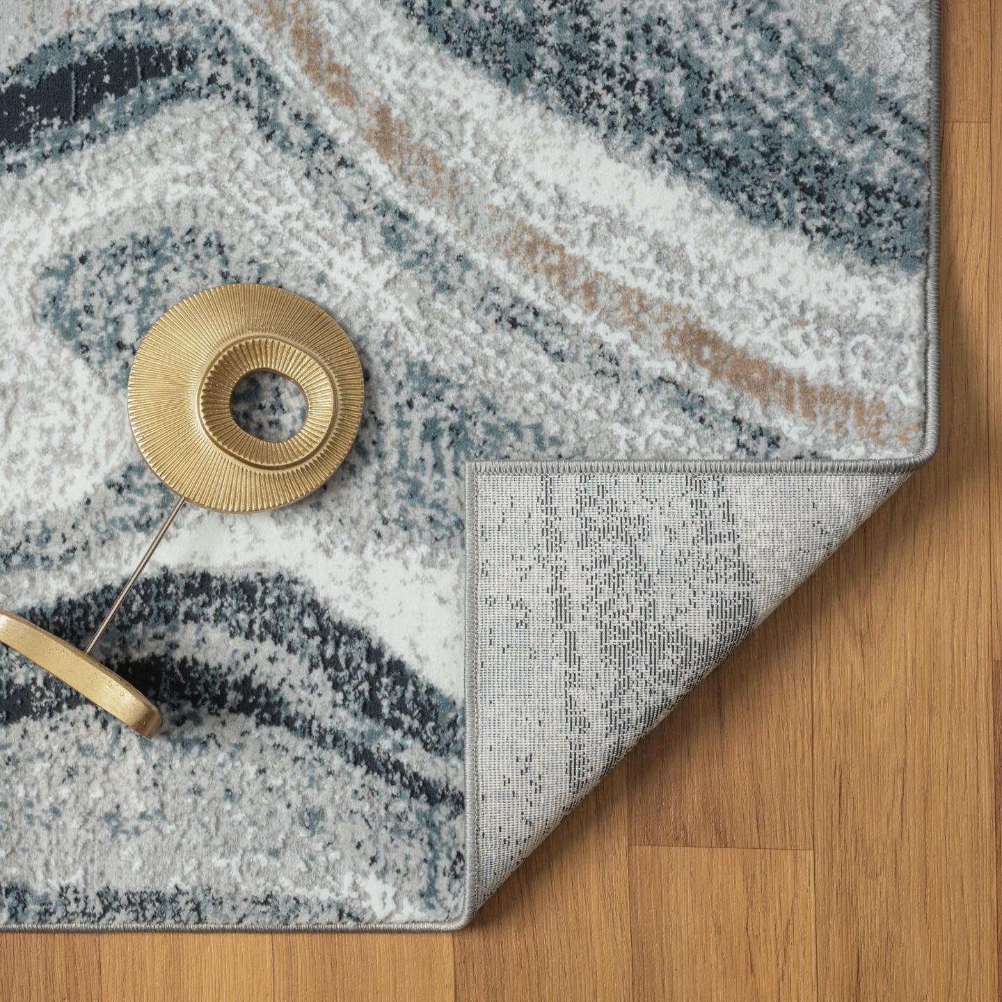 LUXE WEAVERS Alfombra de área azul 8×10 con diseño de mármol