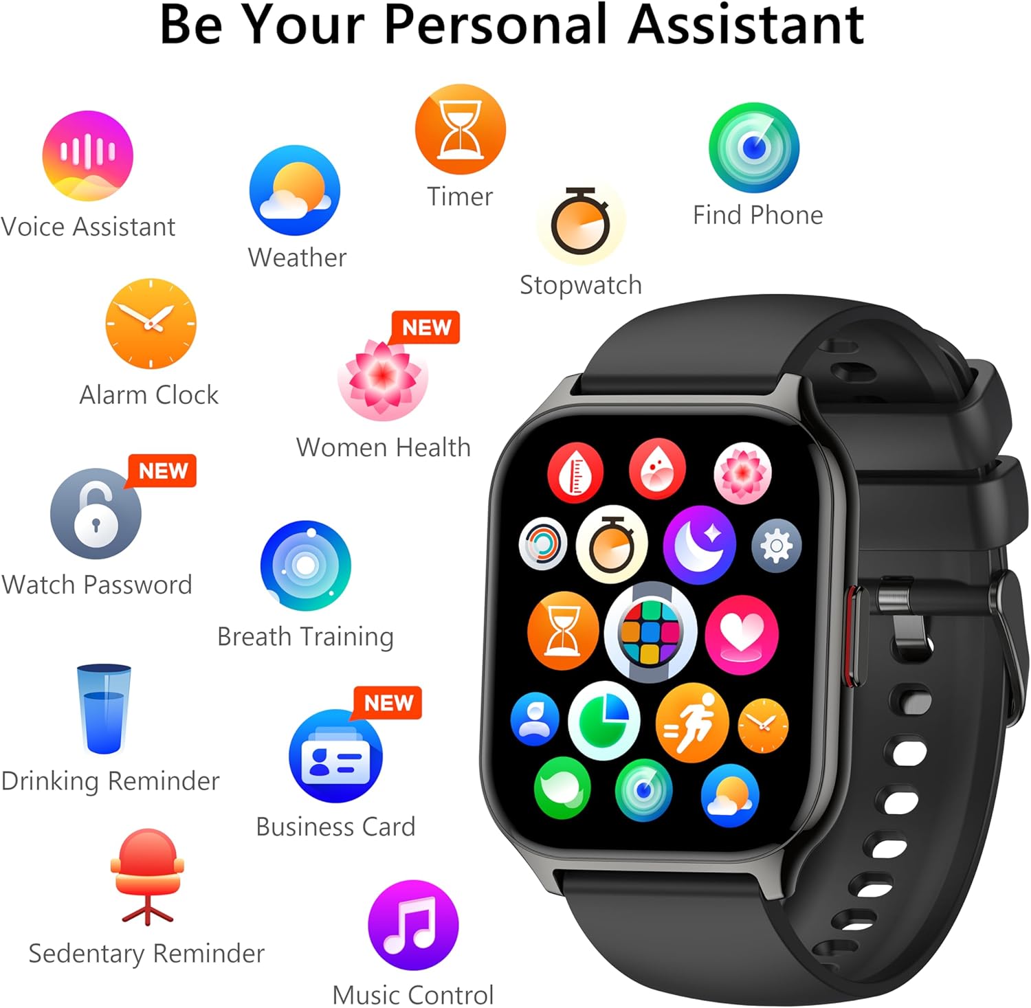 ZOSKVEE Reloj inteligente para mujeres y hombres (marcadorespuesta de llamadas), reloj de seguimiento de fitness de 2.0 pulgadas con monitor de