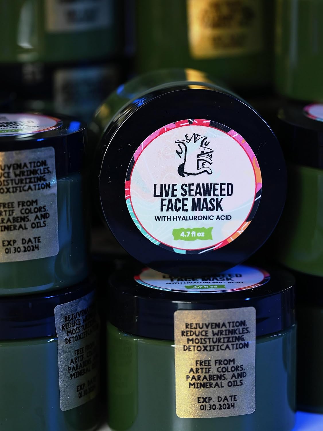 Máscara facial de algas vivas. Unisex. Fabricado en Nueva York. Con extracto de algas marinas, ácido hialurónico. Rejuvenecimiento, reduce las