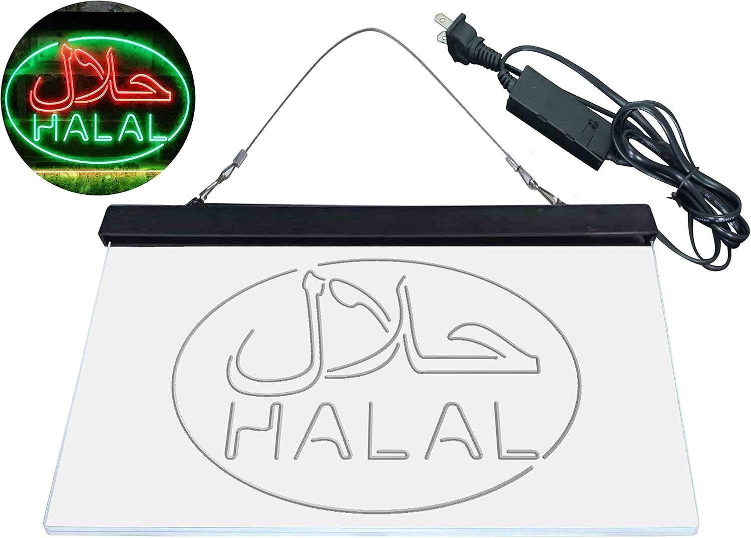 ADVPRO Halal Food Restaurante árabe Señal de neón LED de doble color, verde y rojo, 24 x 16 pulgadas st6s64-i3746-gr