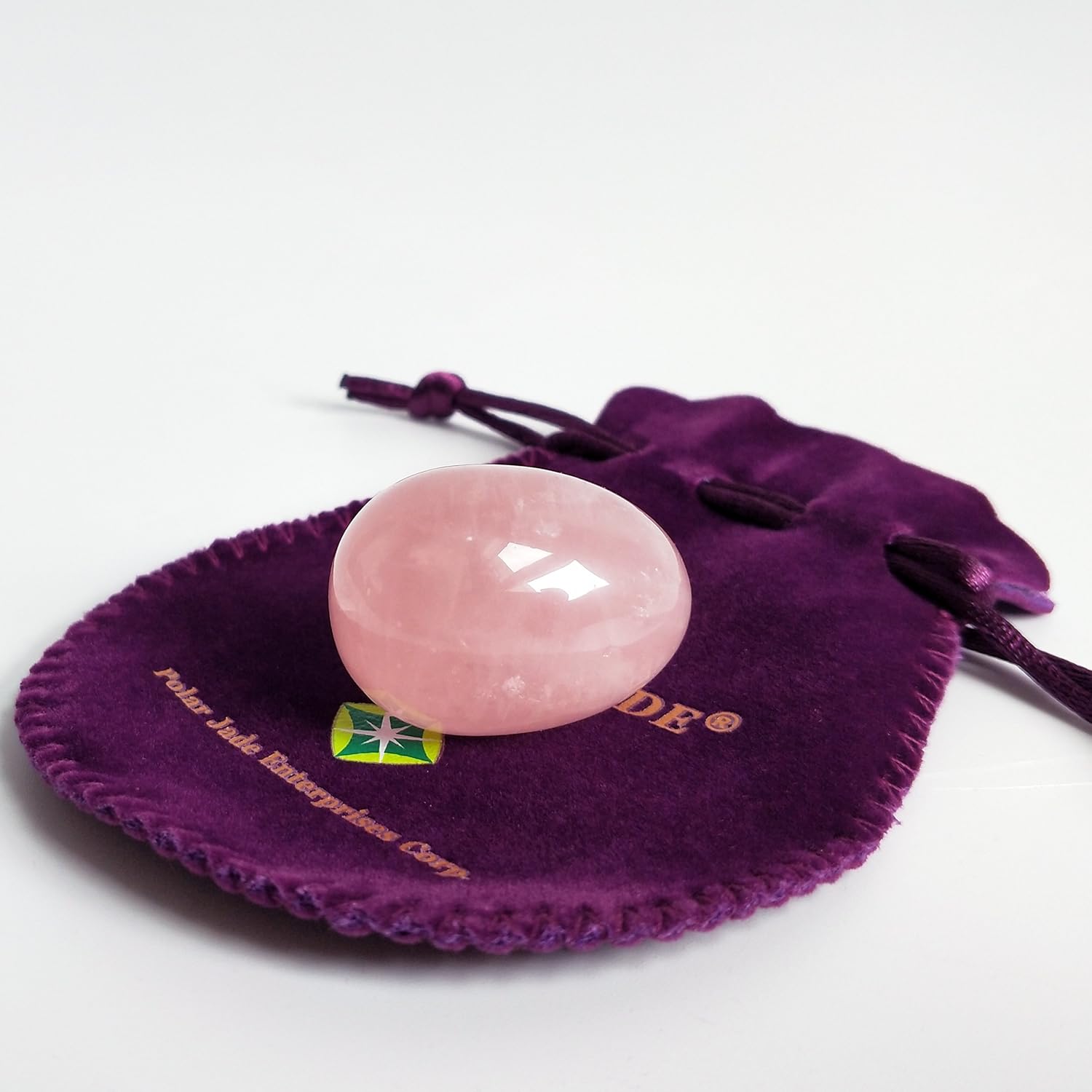 Polar Jade Huevo de cuarzo rosa, huevo de piedra Yoni de amor rosa sin perforar para fortalecer los mucones pélvicos, tamaño pequeño (1.378 x 0.984