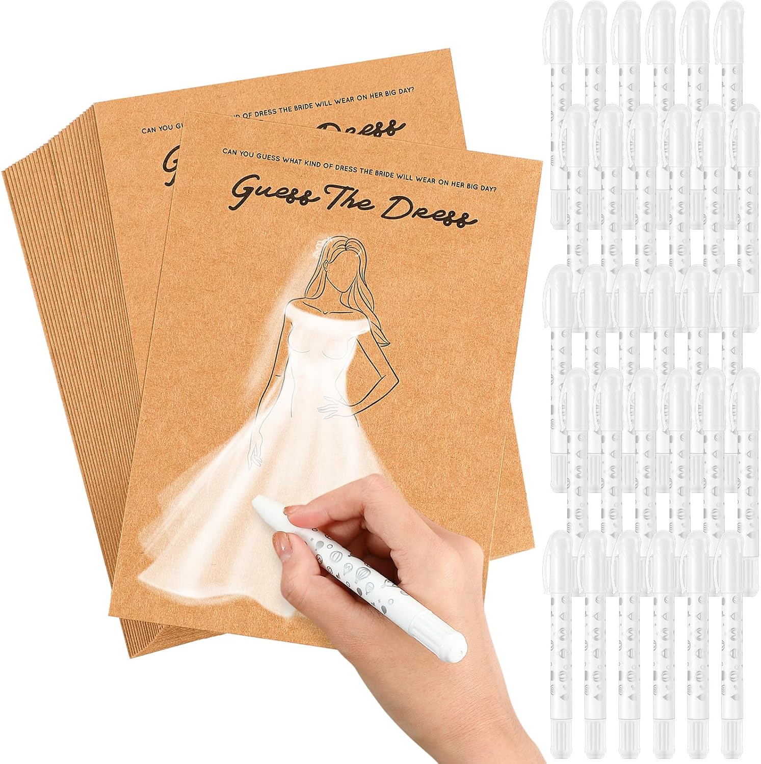 Juego de 30 juegos de despedida de soltera para invitados, incluye 30 tarjetas de juegos de ducha de boda de 5 x 7 pulgadas y 30 lápices de gel de