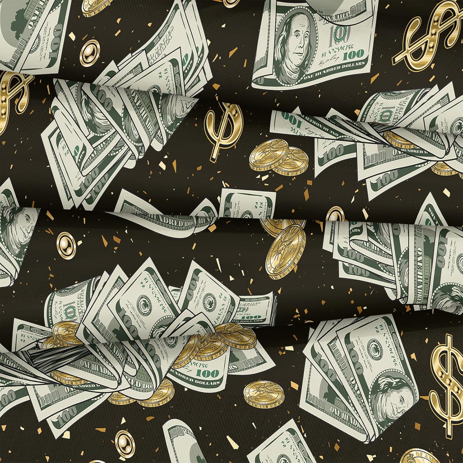 Merryword Juego de funda de edredón de lujo, tamaño King, juego de cama de billetes de dólar, patrón de monedas doradas abstractas, ropa de cama de