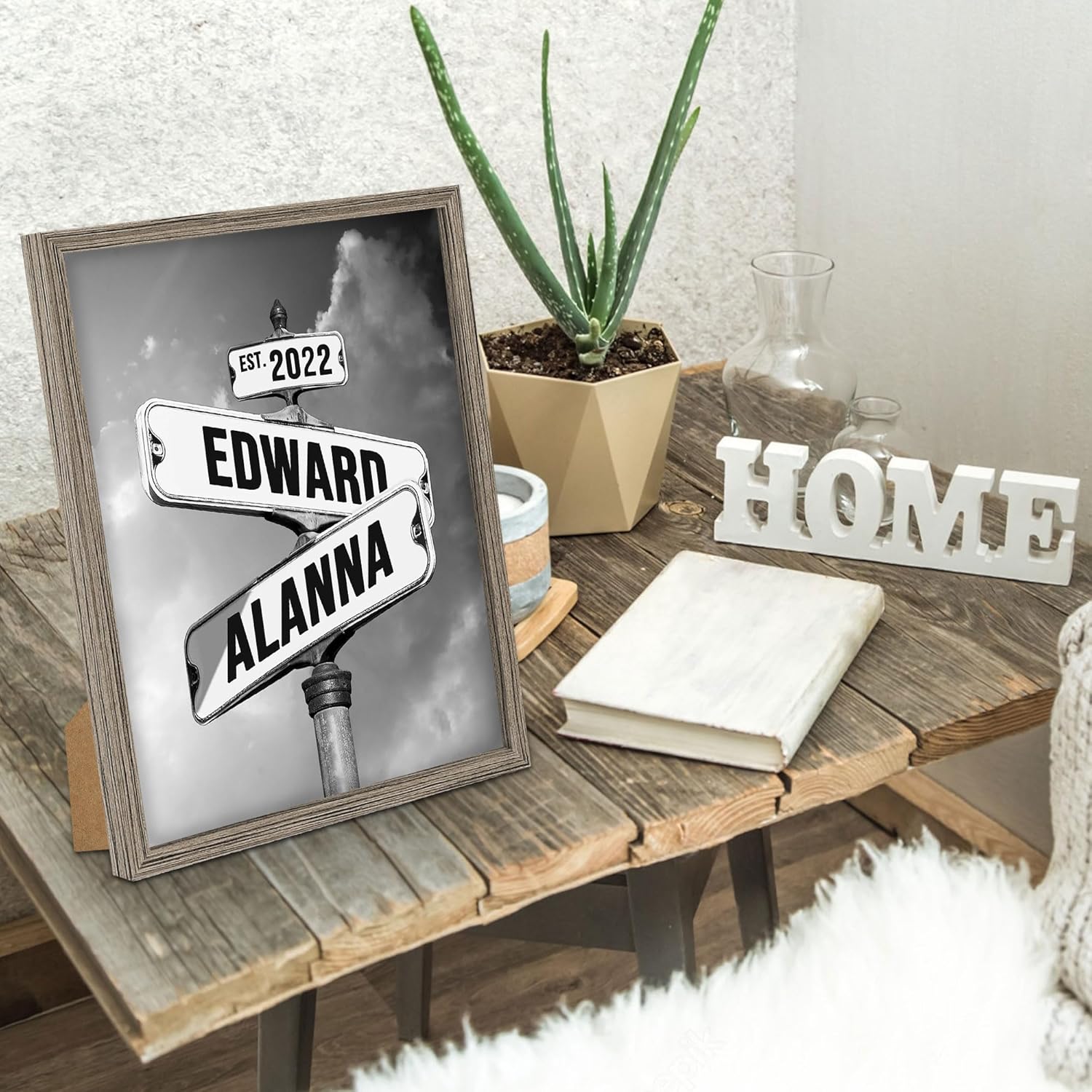 Regalos personalizados para novio, novia, letrero de calle vintage, letrero de calle Crossroads, el mejor regalo para parejas, póster de lienzo con