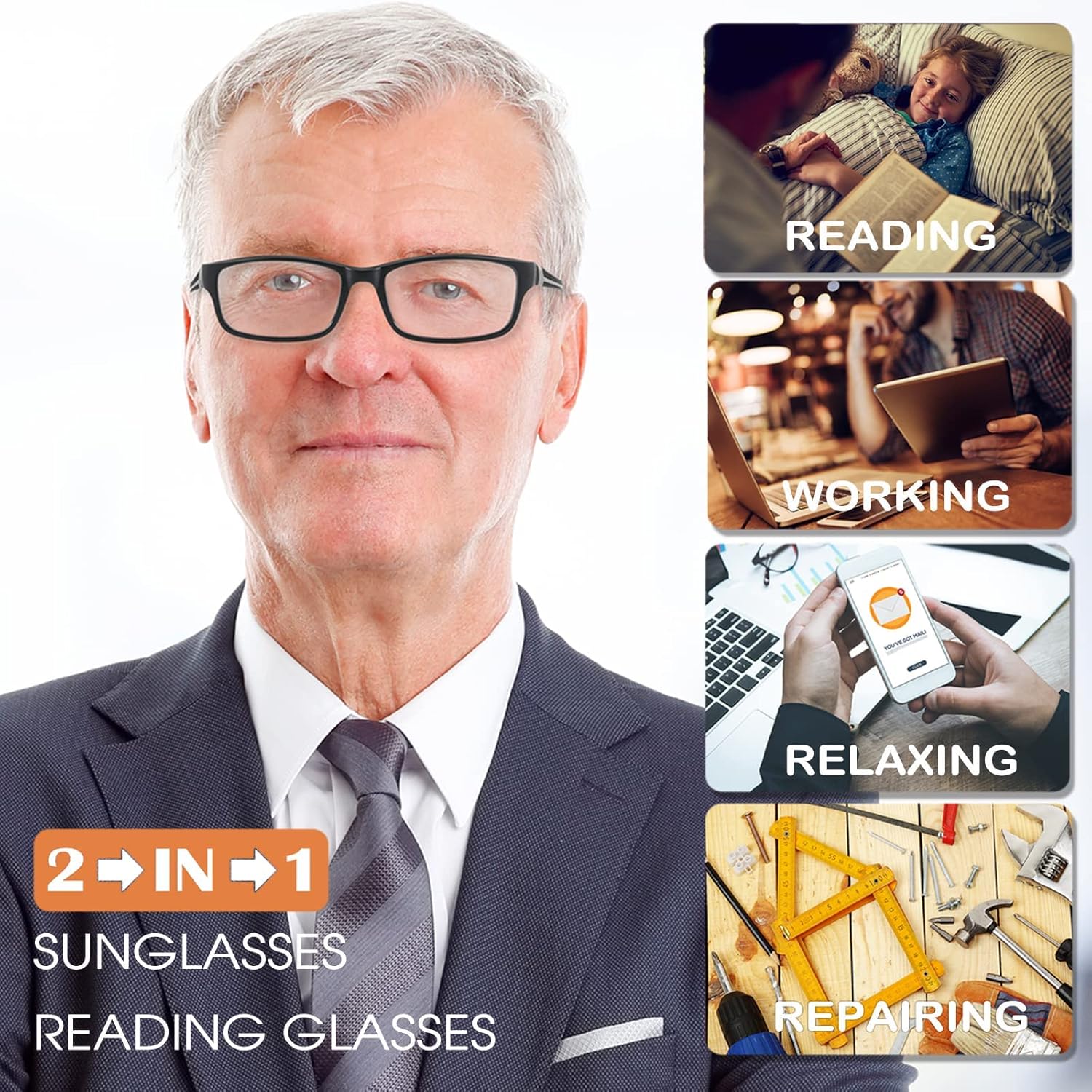 Lentes de lectura anchos con luz azul para lector de computadora, diseño deportivo, tramposo, marco de cabeza grande, anteojos fotocromáticos