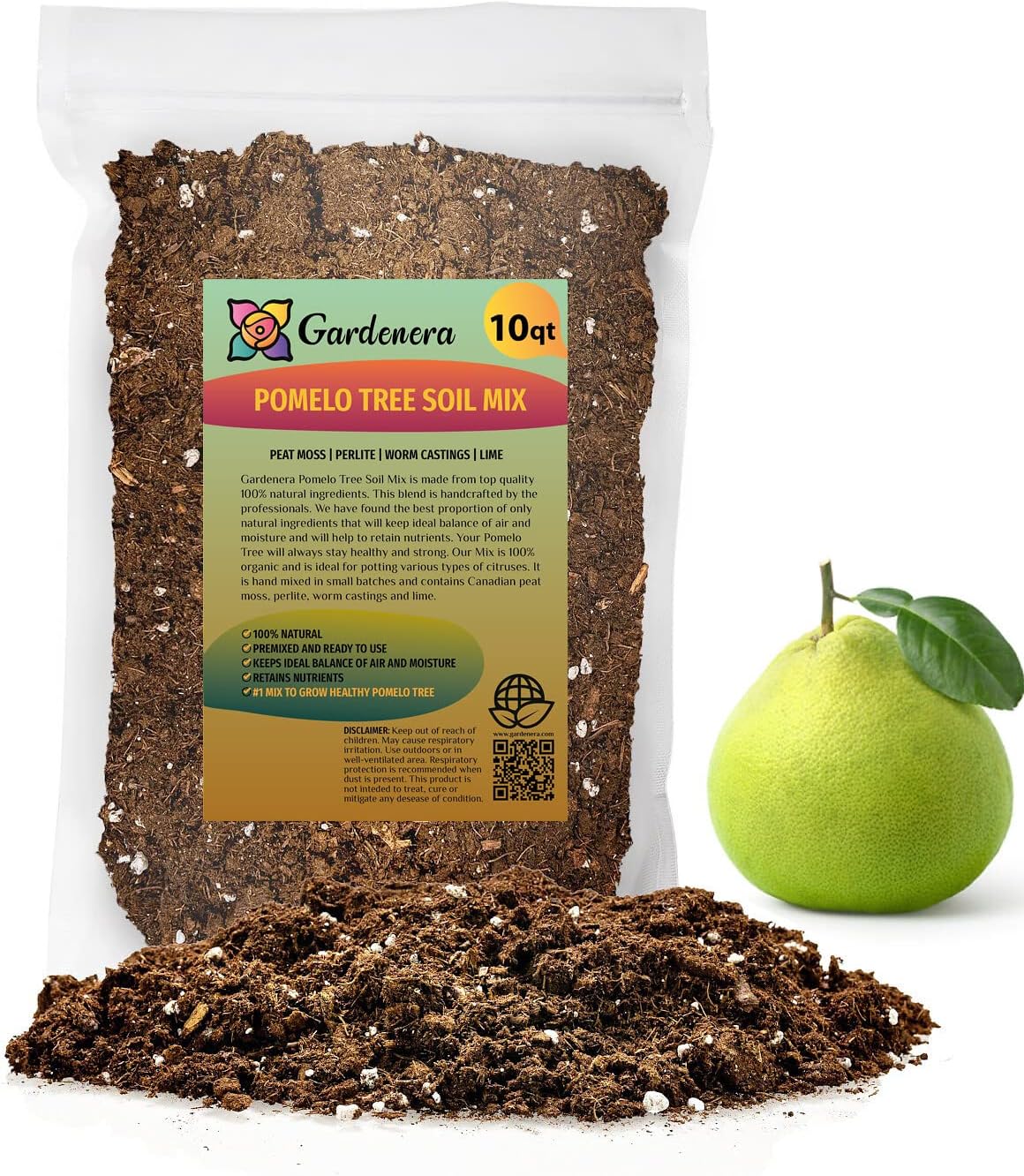 Mezcla de tierra de pomelo prémium de Gardenera, tierra de drenaje rápido para macetas para cultivar y trasplantar cítricos Maxima – 10 cuartos de