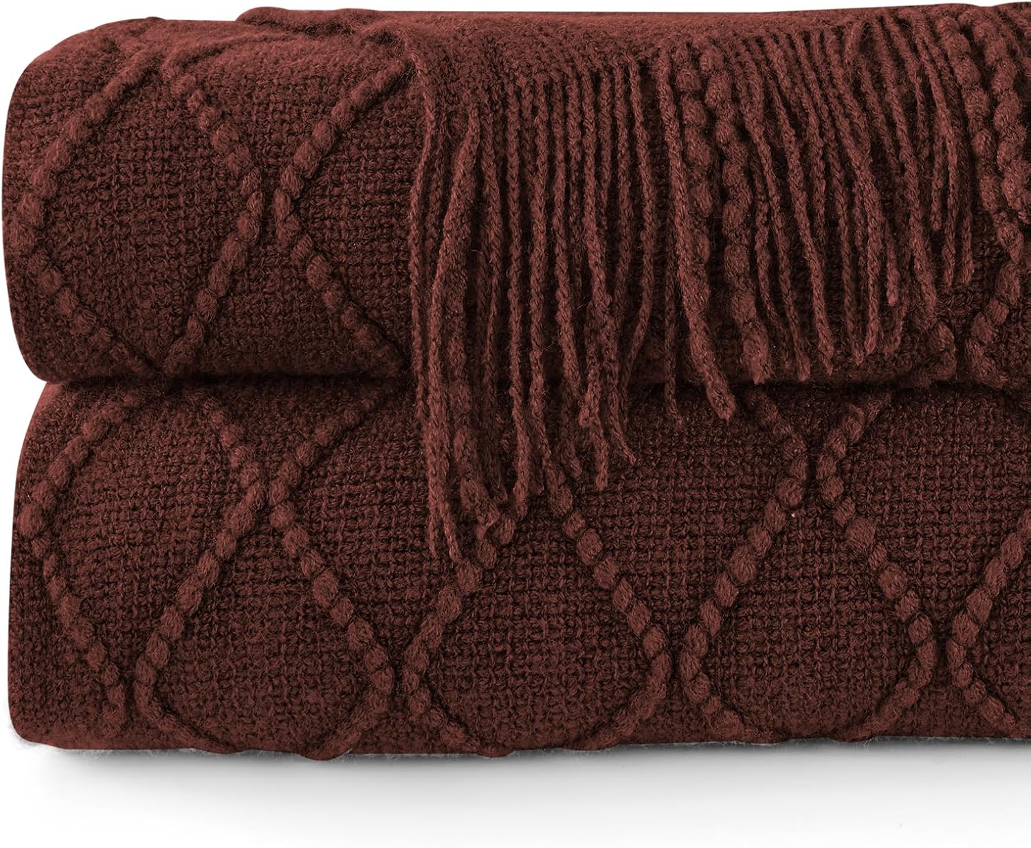 inhand Mantas de punto para sofá y cama, manta de punto suave y acogedora con borlas, mantas decorativas ligeras y mantas decorativas de granja para