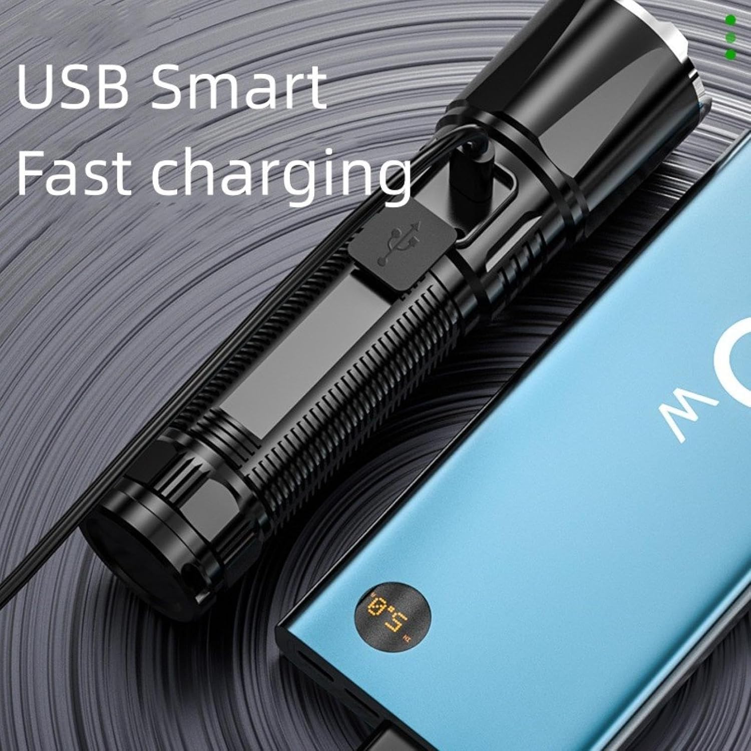 Zoomable LED Flashlight,High Lumens Ultra-Bright Spotslight with 4 Modes,Rechargeable Powerful Handheld Flashlight Waterproofs Design for