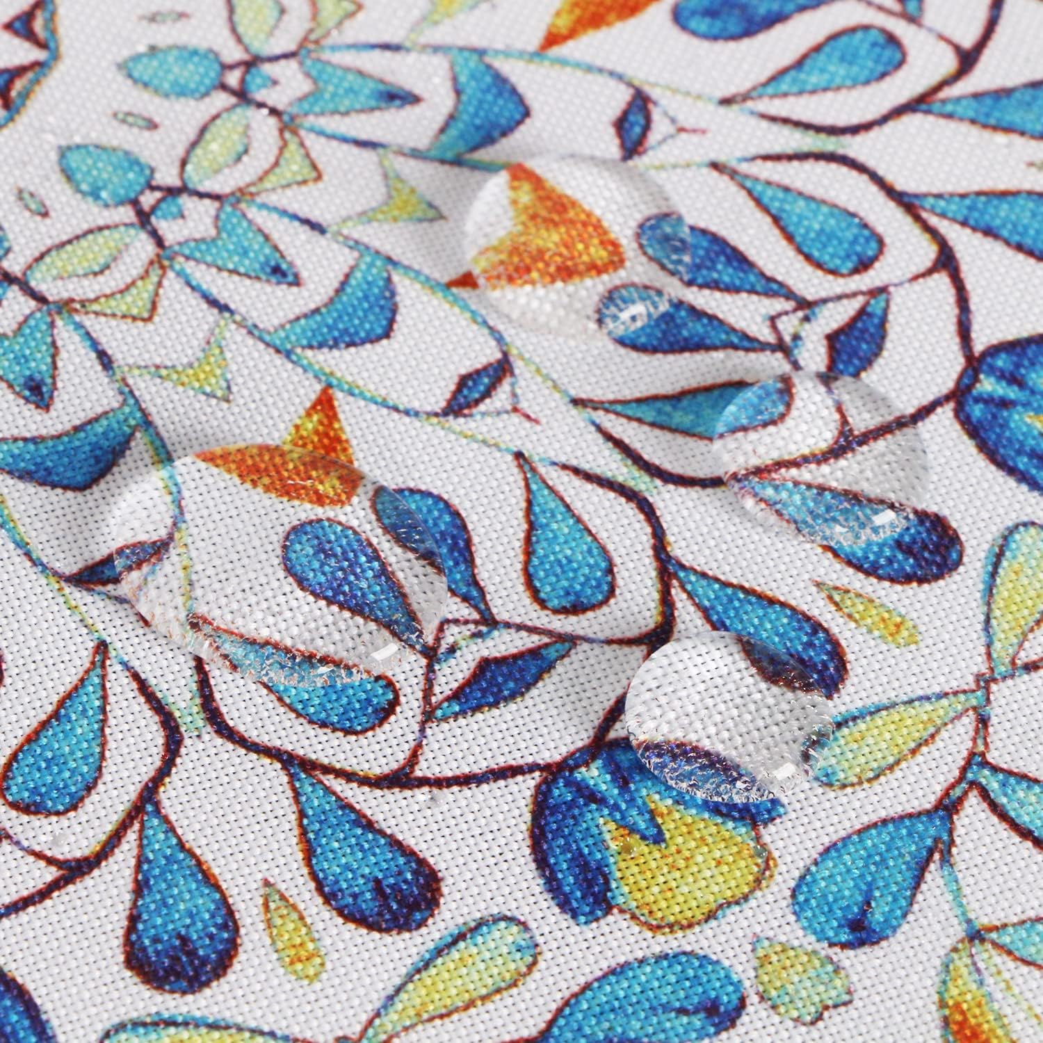 Outdoor Tablecloth Water Resistant Polyester Fabric Tropical Leaves Table Cover with Zipper Umbrella Hole for for PicnicPartyDinnerPatio Garden