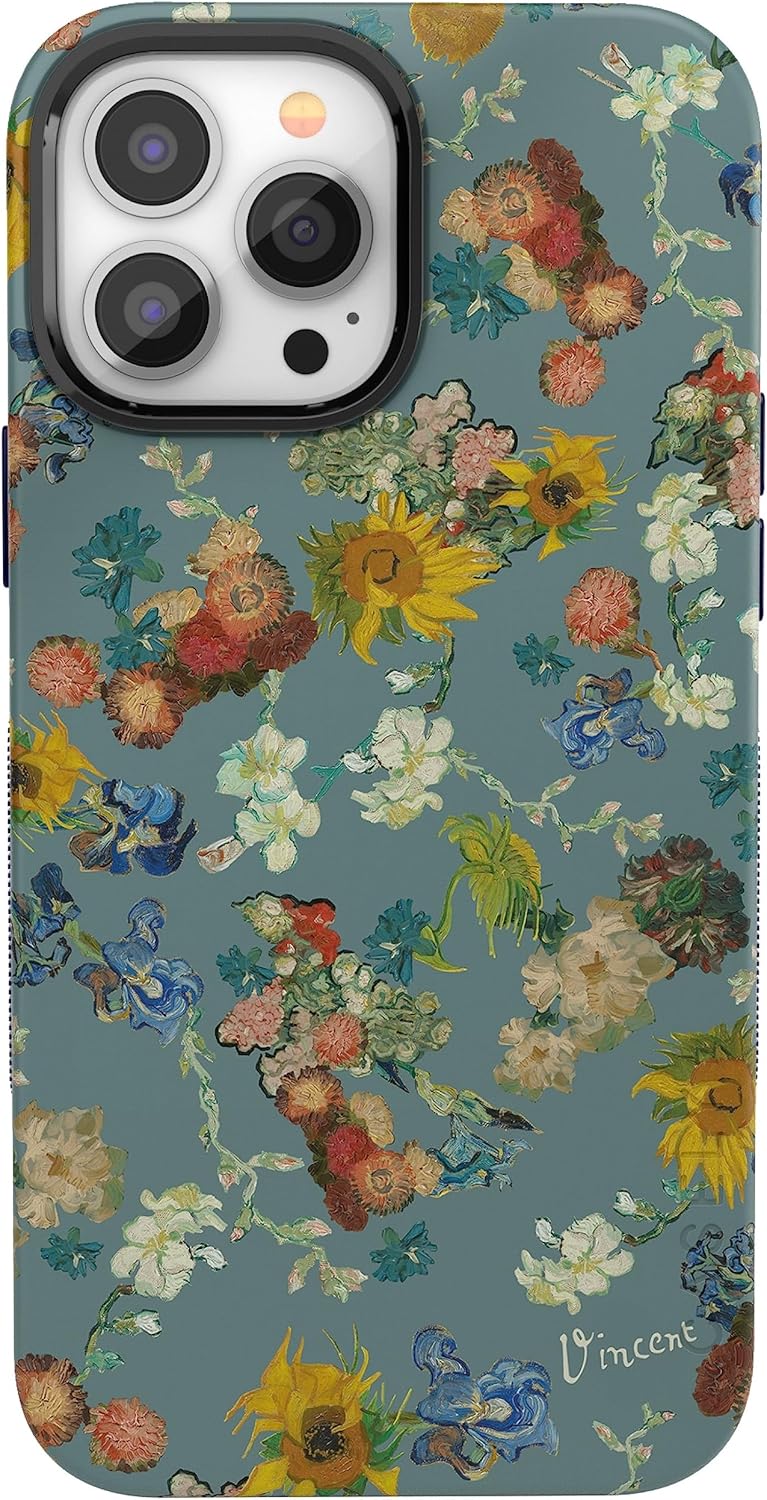 Casely Funda para iPhone 13 Pro  Flores de Van Gogh  50 aniversario  Compatible con MagSafe  Funda de teléfono iPhone 13 Pro