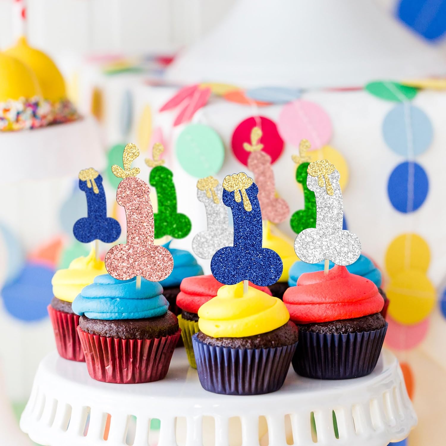 Gyufise 24 piezas de decoración de cupcakes para despedida de soltero con purpurina para despedidas de soltera o cupcakes, decoraciones divertidas