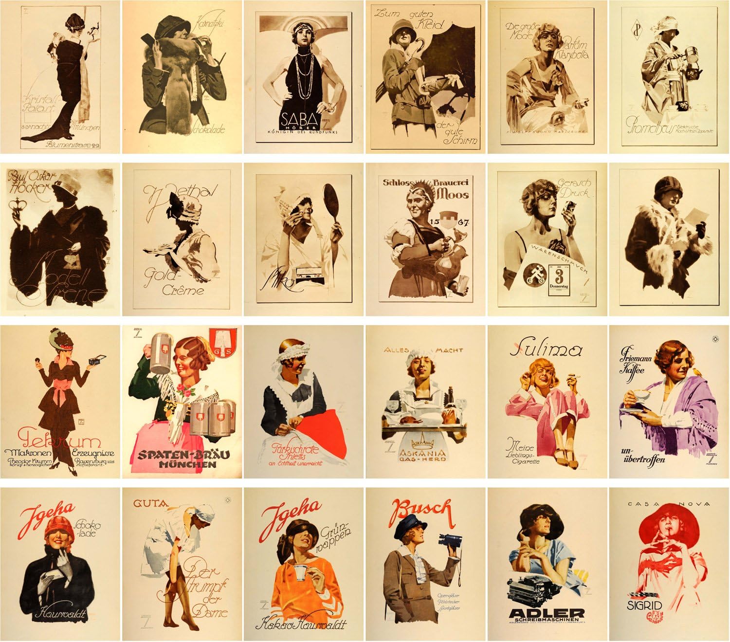PIXILUV Postales vintage de 24 piezas de retratos vintage de mujer vintage en acuarela