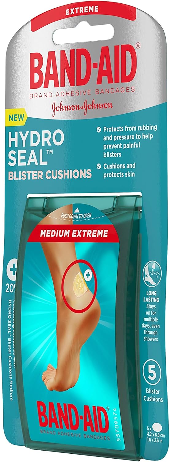 Band-Aid Brand Hydro Seal – Vendajes de cojín blíster, almohadillas adhesivas impermeables, medianas, 5 unidades (paquete de 2)