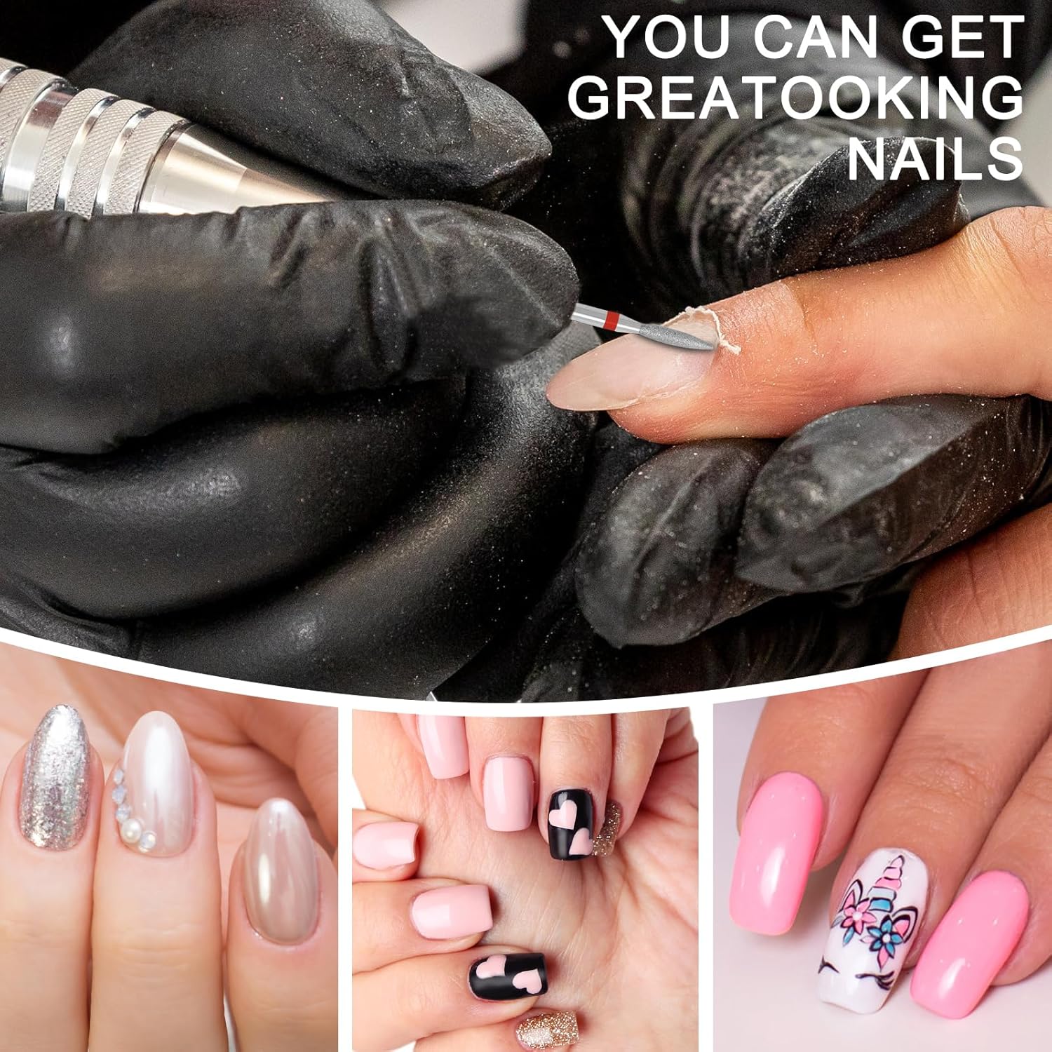 Vnjaoi E-File – Broca de uñas con estuche para manicura y pedicura, brocas eléctricas rusas, diamante, llama (caída), lima no dolorosa para manicura