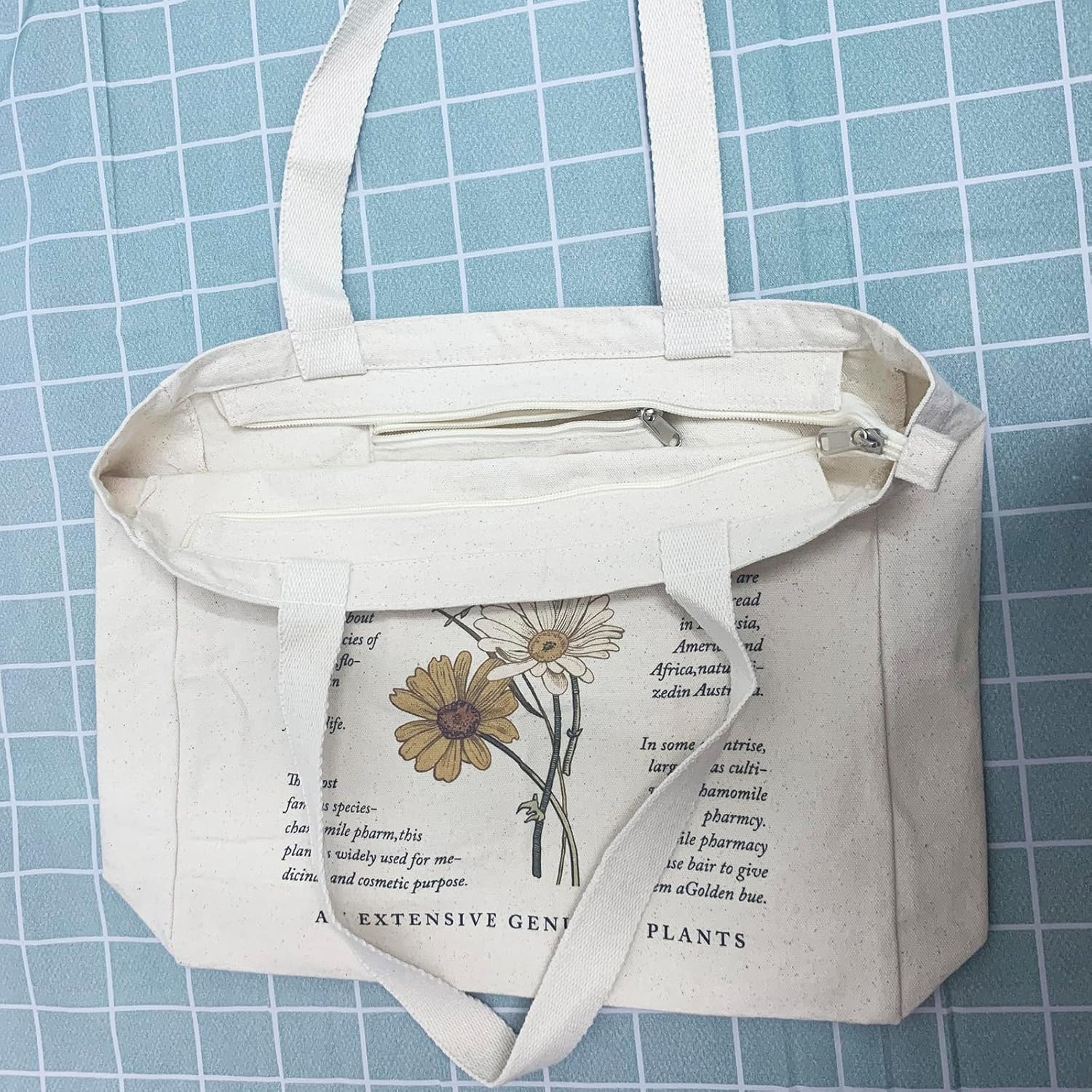 BROADREAM Bolso de lona con cremallera y bolsillo interior