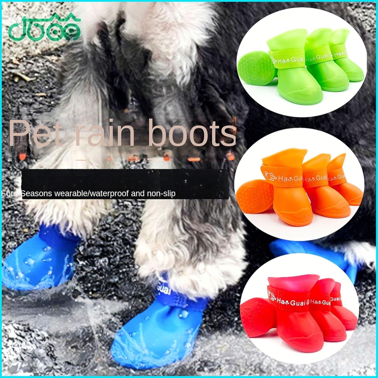 Botas de lluvia de goma antideslizantes y impermeables de colores de caramelo para perros (azul, XXL)