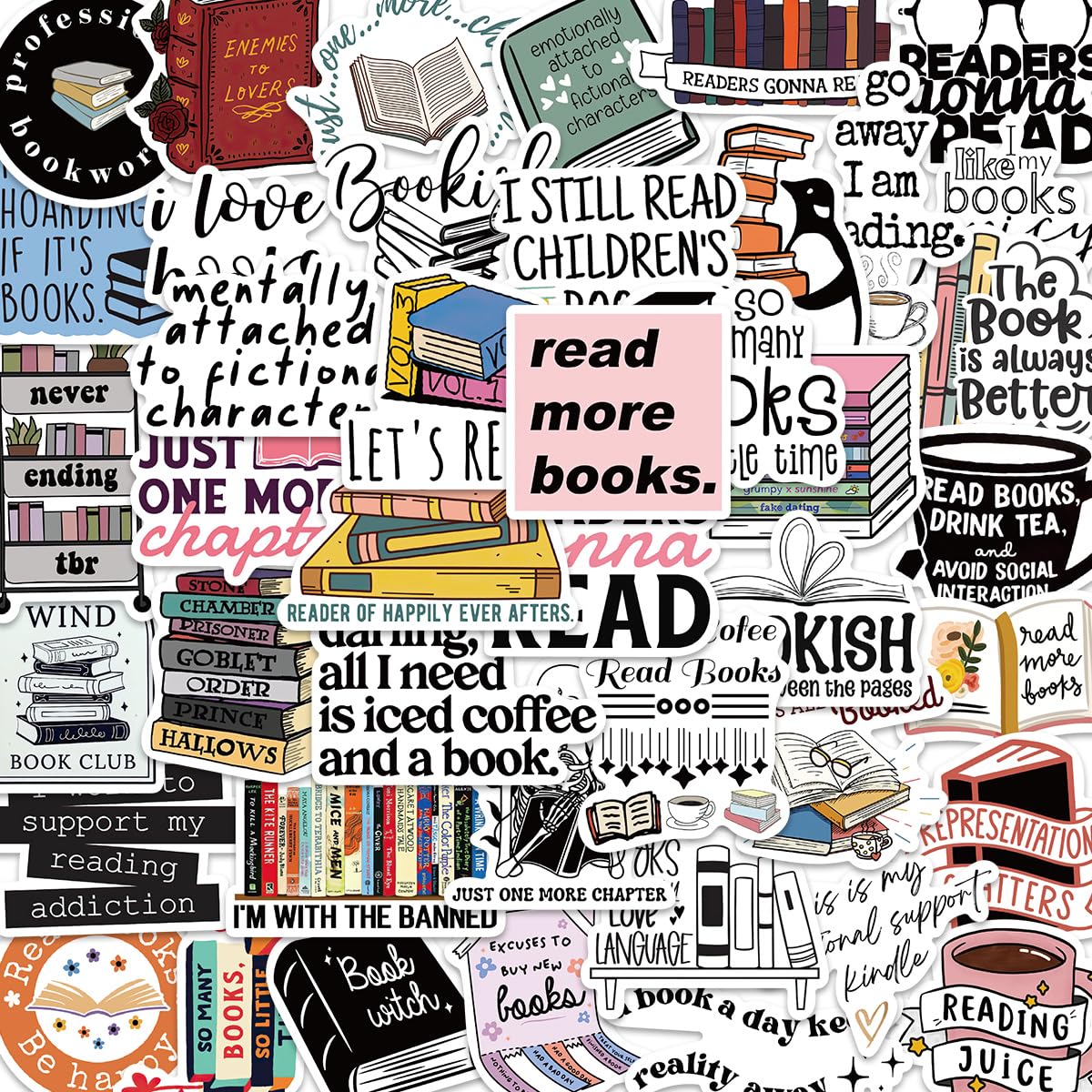 Bookish Stickers,Book Stickers for kindle,Laptop Computer Phone Water Bottle Stickers Book Lover Gift