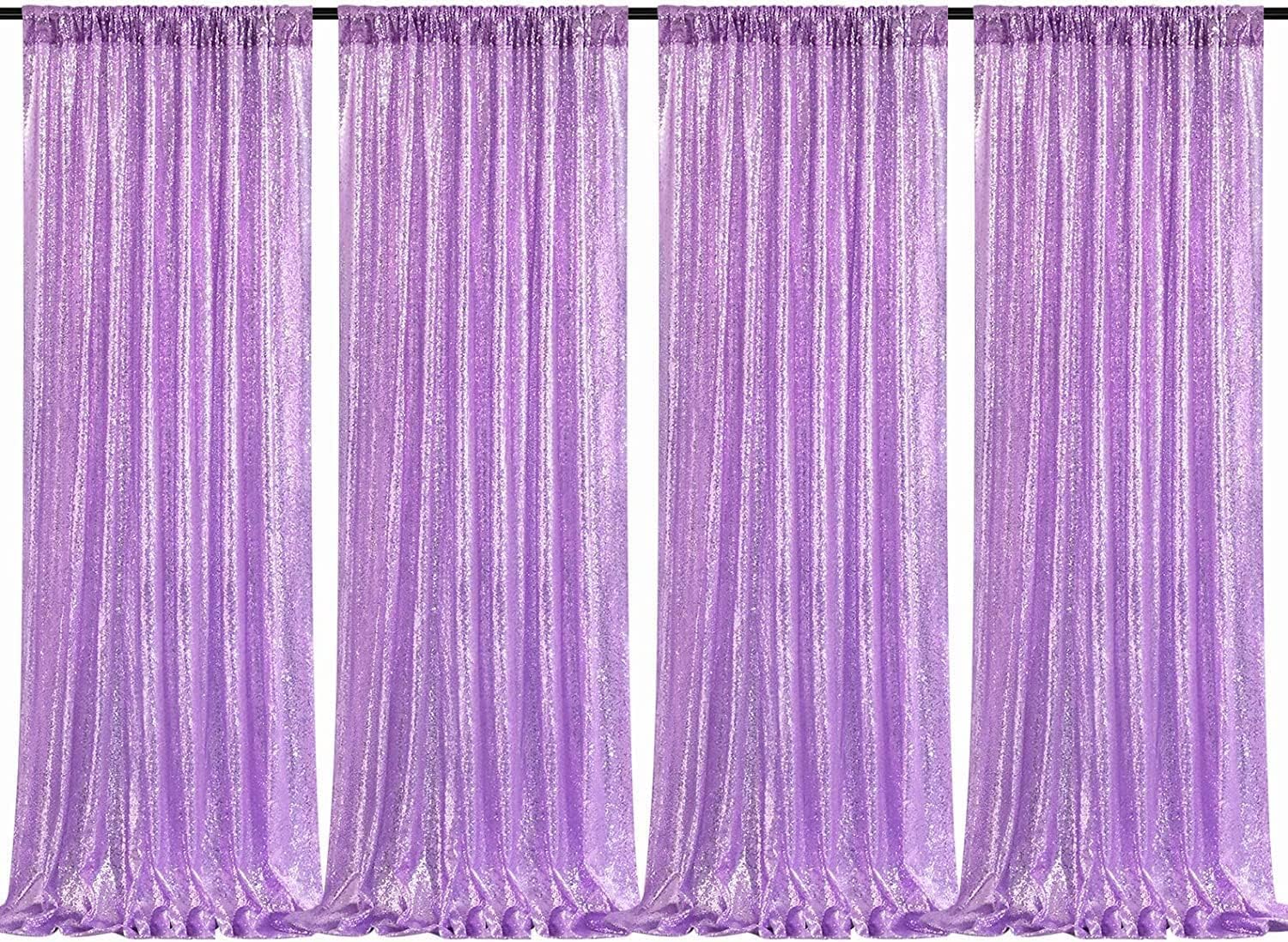Cortina tipo telón de fondo de lentejuelas, 4 cortinas tipo telón de fondo con purpurina de 2 x 8 pies para fiestas, cumpleaños, decoración de boda