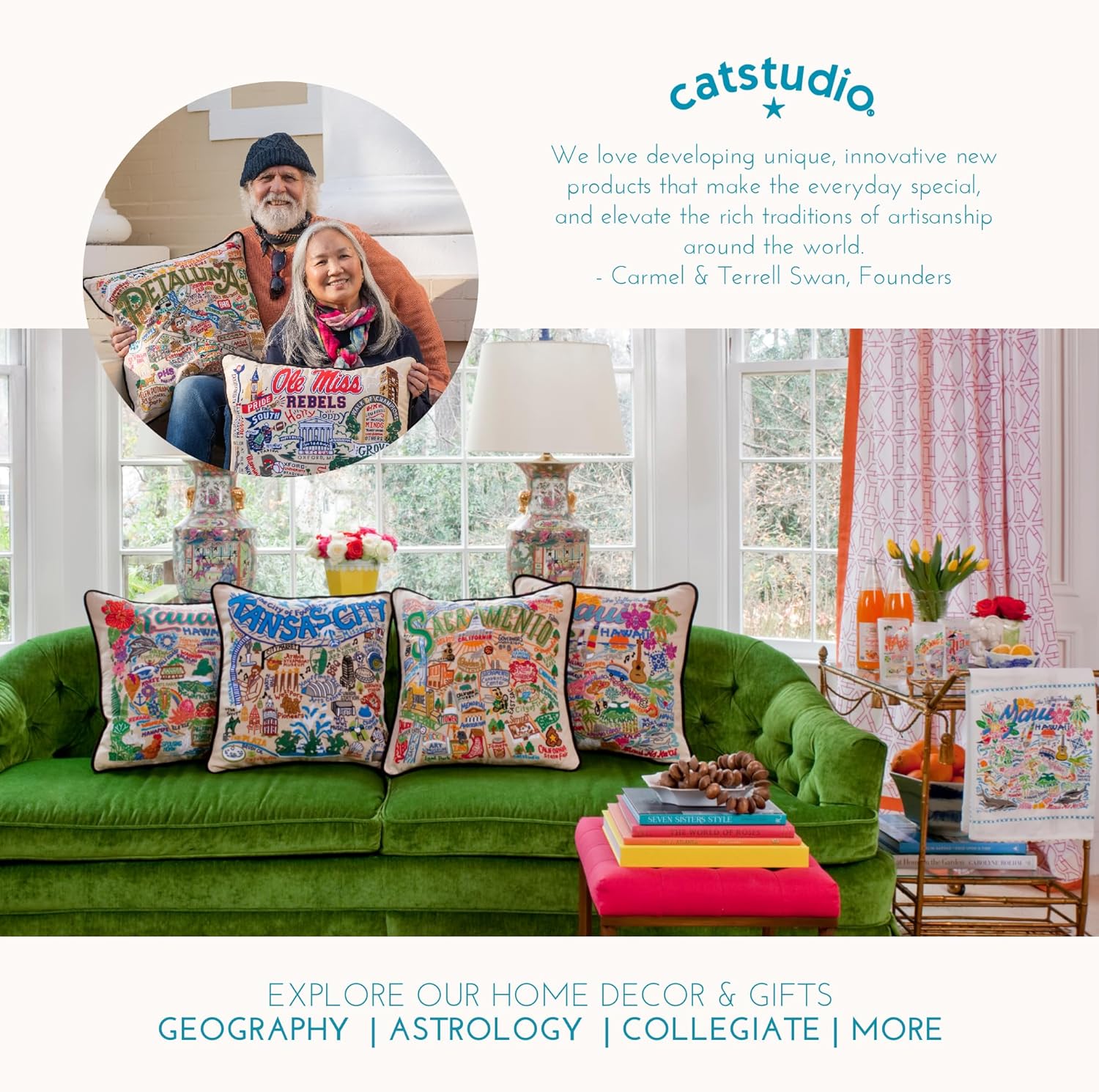 Catstudio Almohada decorativa bordada de Texas