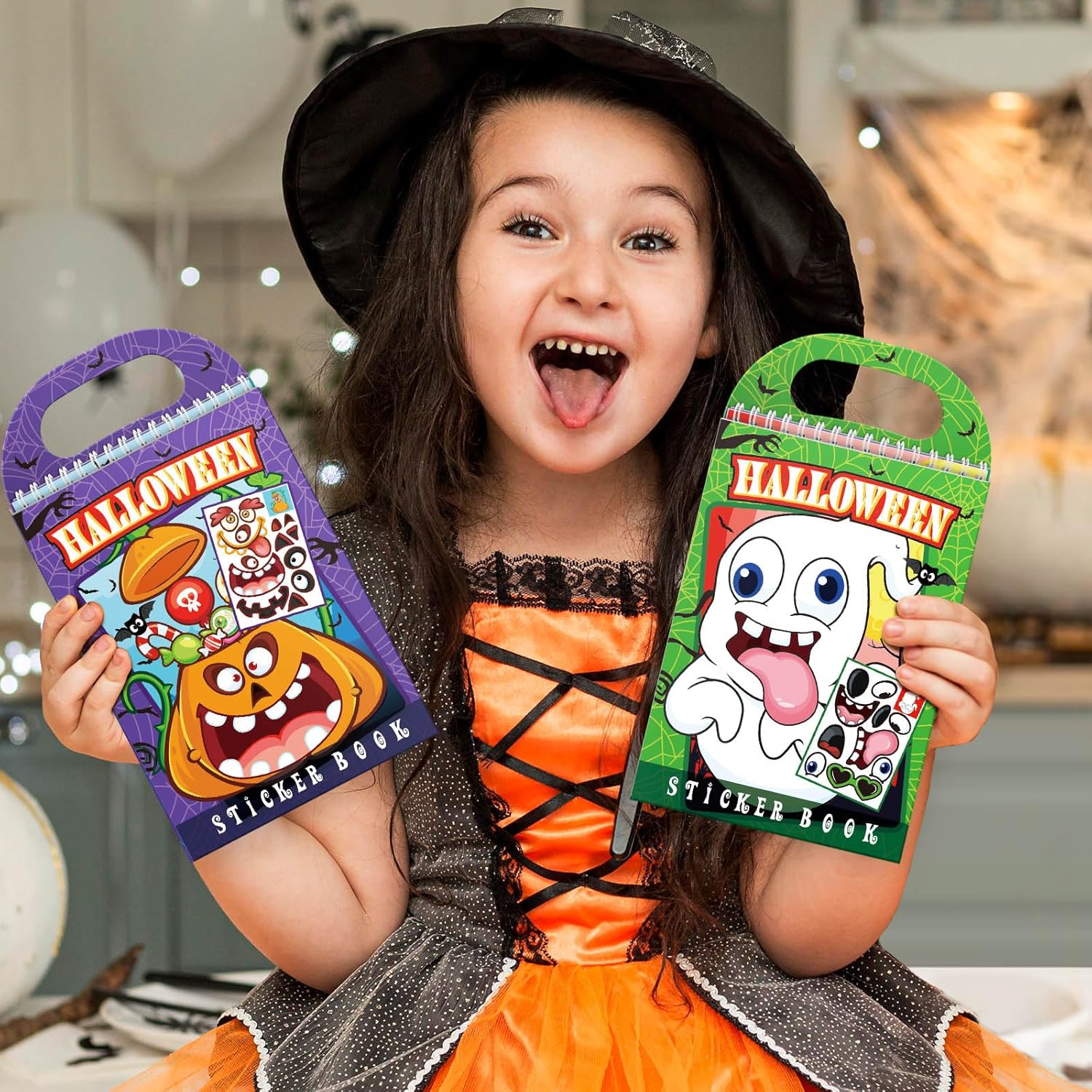 Paquete de 3 libros de calcomanías de Halloween, juguetes de Halloween para niños de 4 a 8 años (30 escenas)