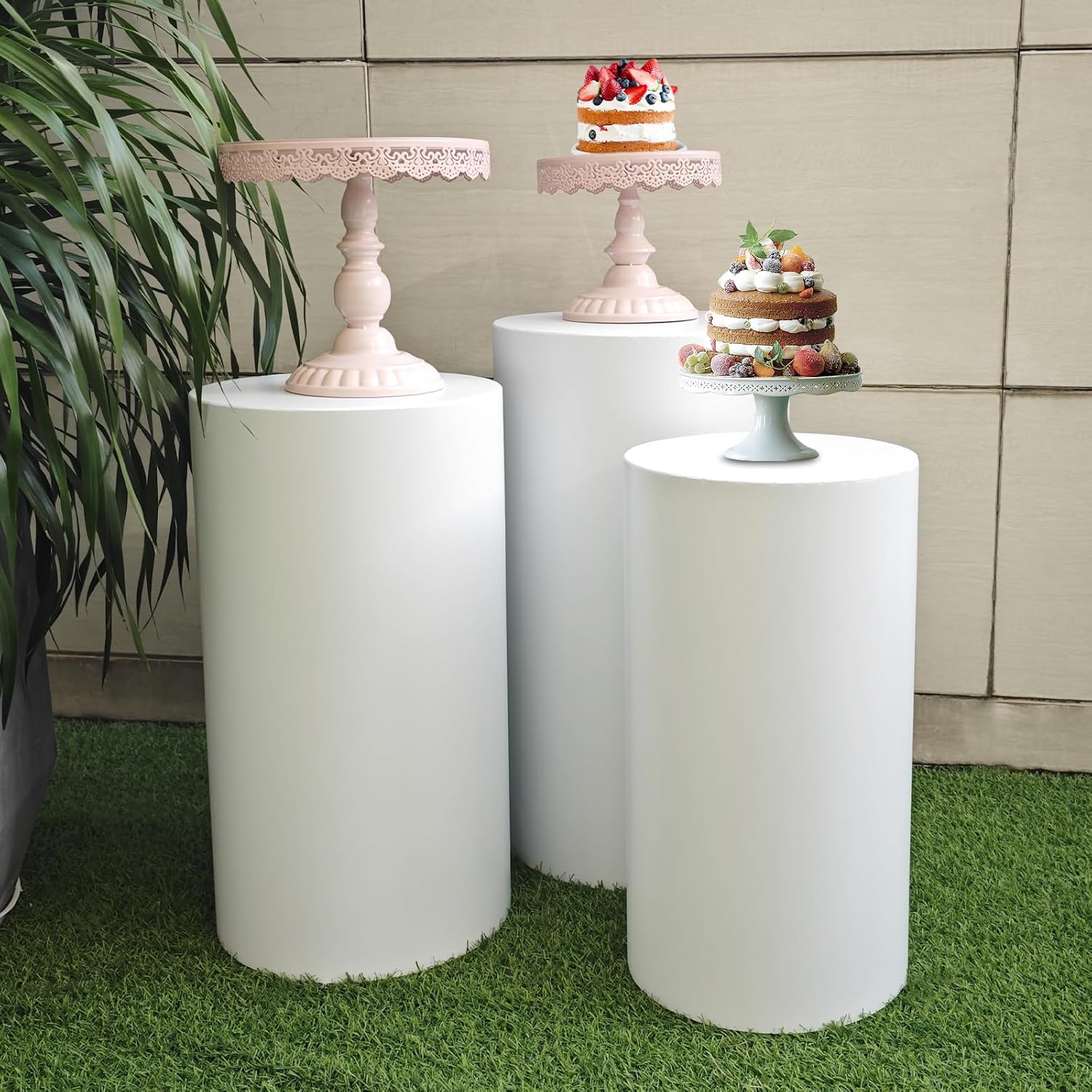 35 soportes cilíndricos para fiestas, soporte de pedestal de metal para fiestas, rodamientos de 360 libras, pilares de zócalo, mesa de postre para
