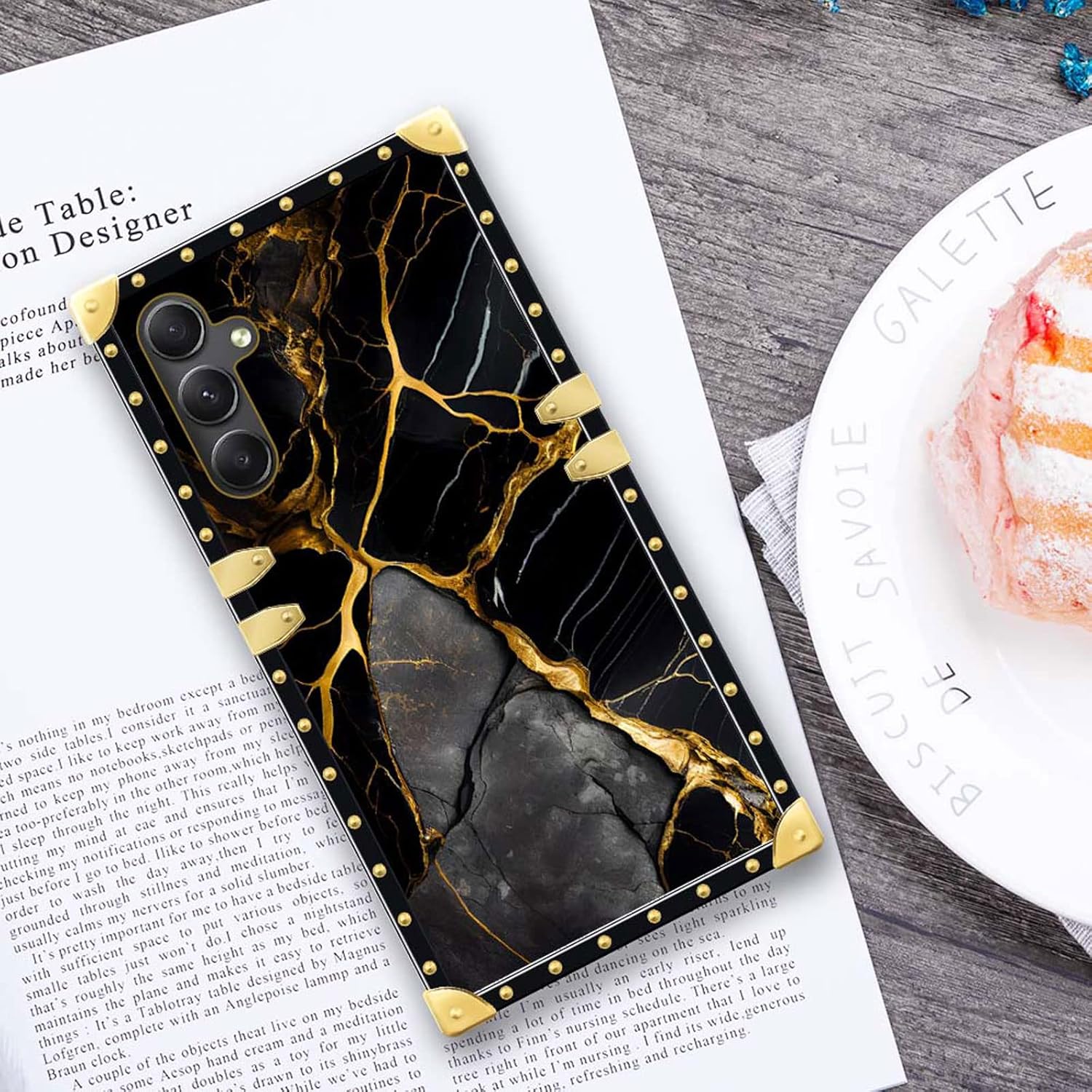 DAIZAG Funda compatible con Samsung Galaxy A54 5G, TPU suave dorado, a prueba de golpes, funda protectora para regalo, patrón de mármol natural