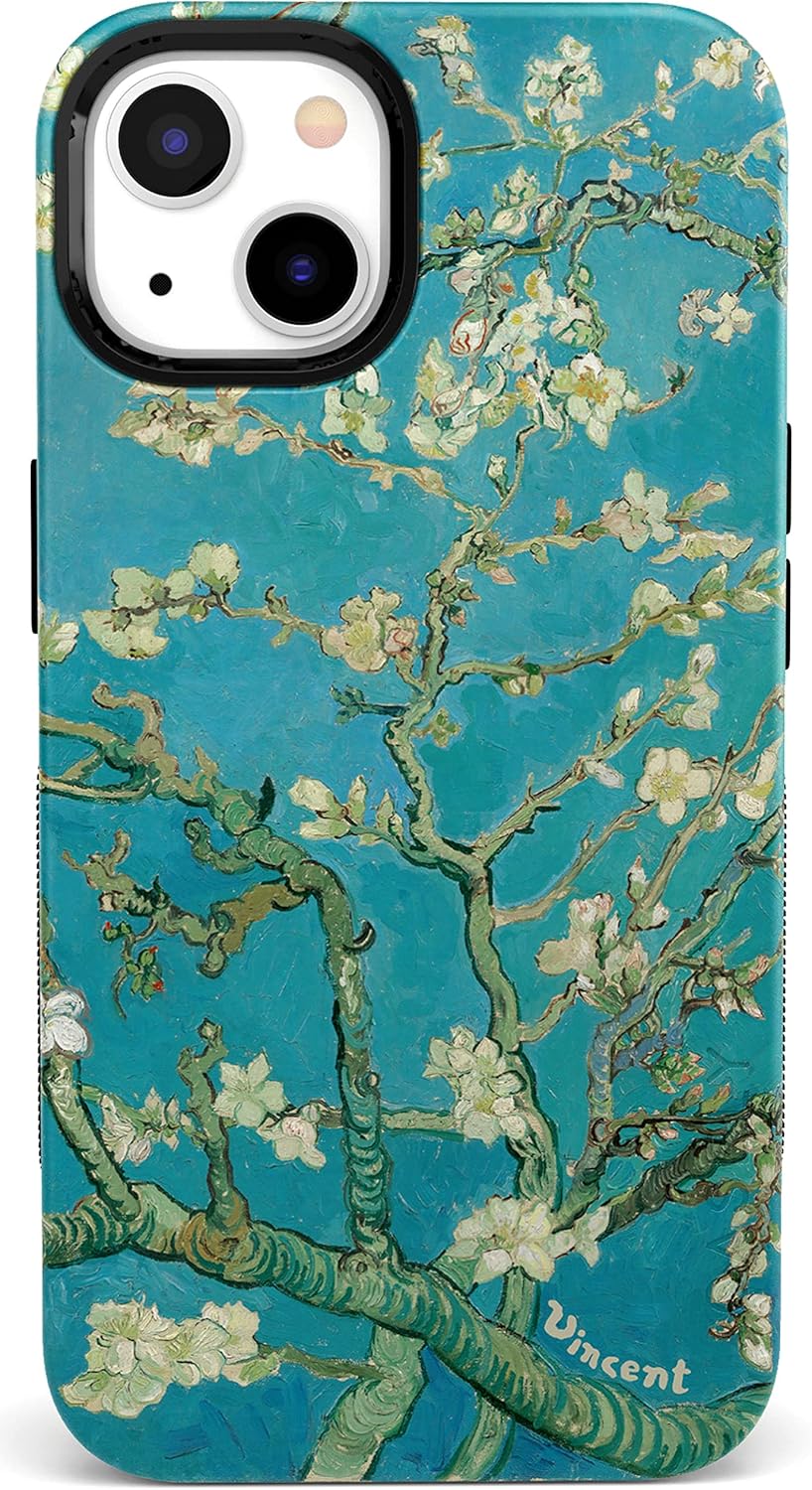 Casely Funda floral para iPhone 14  Blue Awakening  Van Gogh Almond Blossom  Compatible con MagSafe