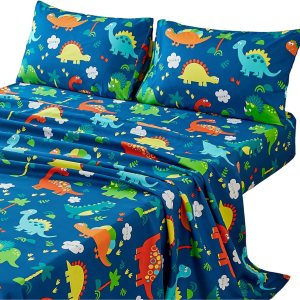 WINLIFE Juego de sábanas de dinosaurio individual para niños, 3 piezas, sábanas de microfibra suave y acogedoras tamaño individual – Sábanas de WINLIFE Juego de sábanas de dinosaurio individual para niños, 3 piezas, sábanas de microfibra suave y acogedoras tamaño individual – Sábanas de