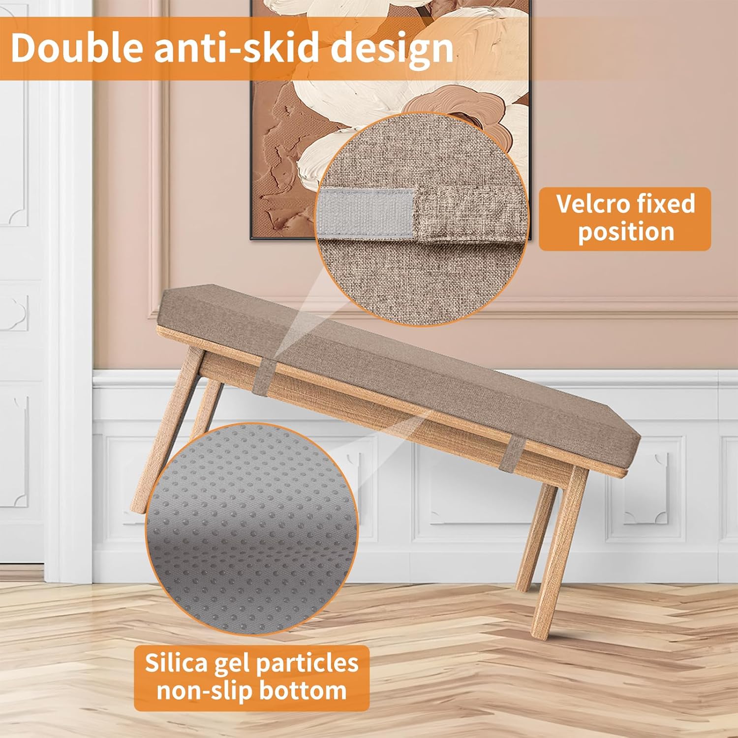ROFIEJOX Cojín de banco de 48 pulgadas, tela de lino sintético, muebles de asiento largo para interiores y exteriores, espuma de alta densidad,