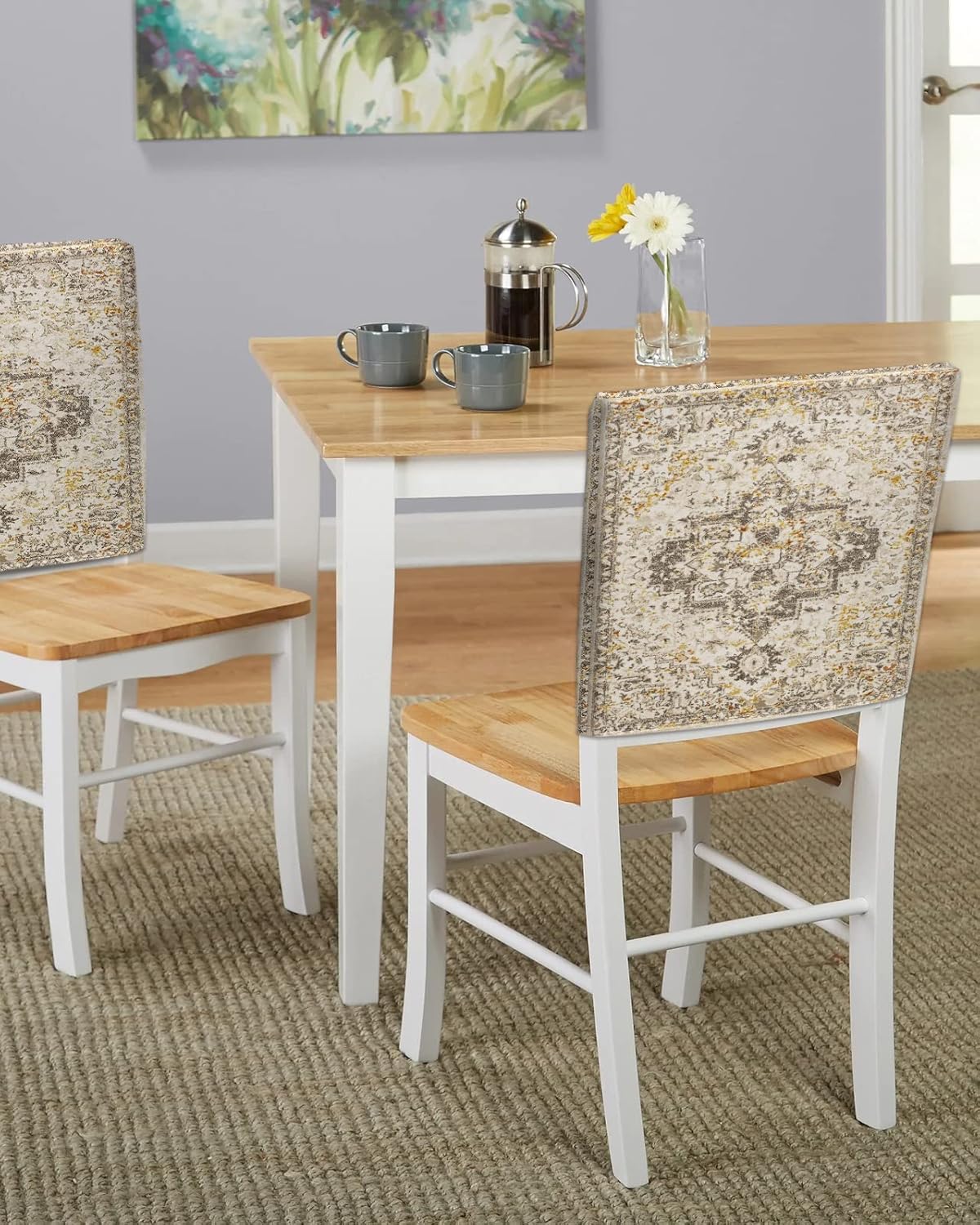 Juego de 4 fundas para sillas de comedor, estilo bohemio, vintage, geométrico, arte abstracto, estética, fundas extraíbles para sillas de cocina,