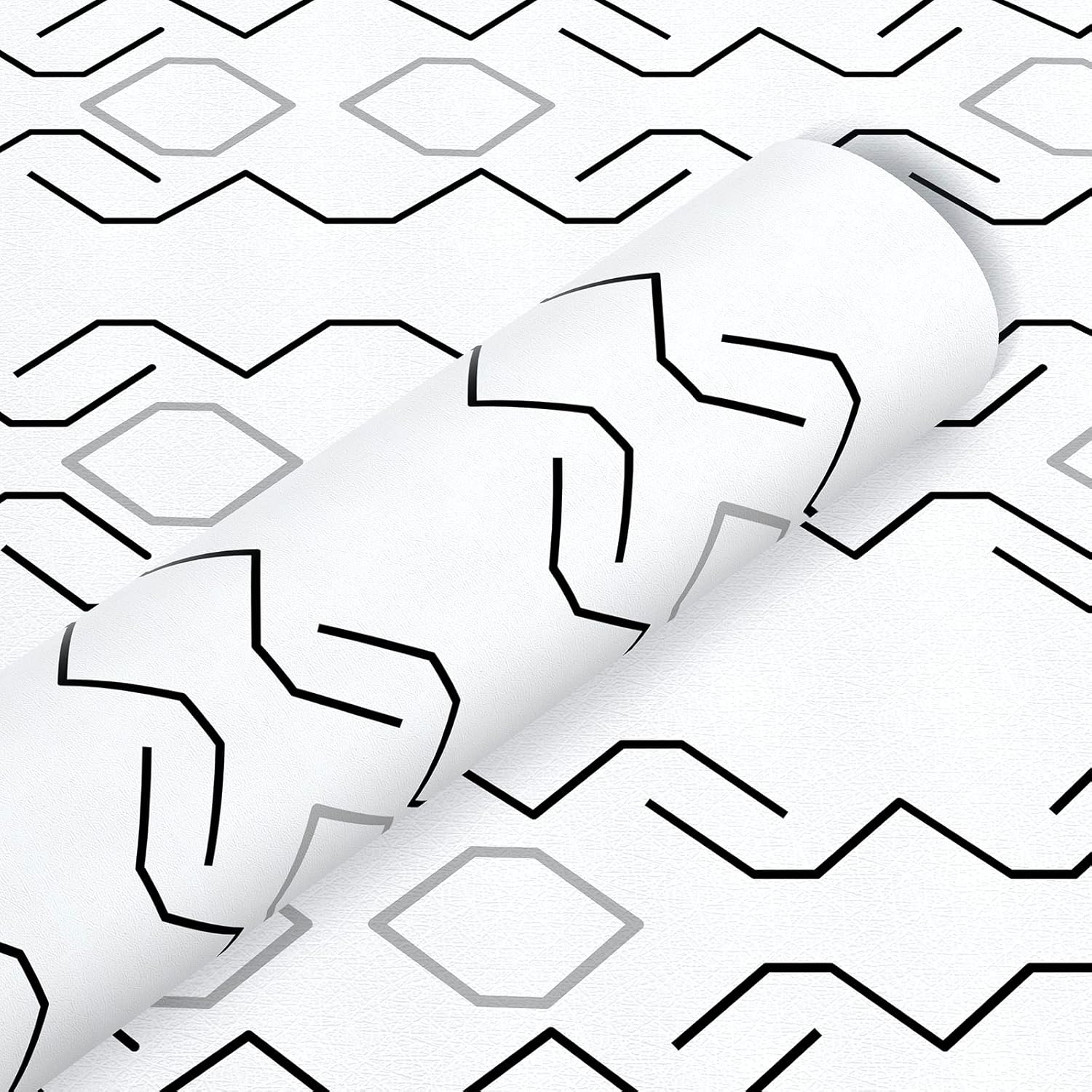Papel tapiz autoadhesivo con diseño de rayas en blanco y negro de 17.7 x 393.7 pulgadas, papel de contacto con rayas en blanco y negro, papel tapiz