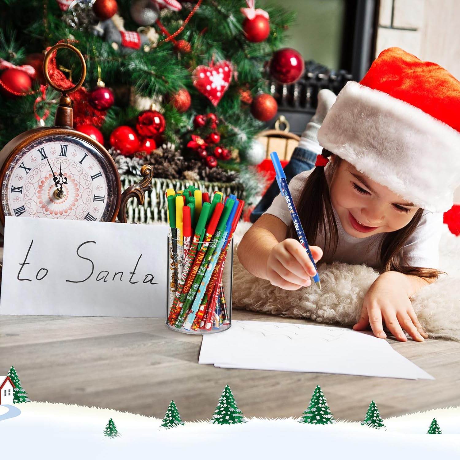 Funrous 200 bolígrafos de Navidad a granel para adultos y niños, novedosos bolígrafos de Navidad para niños y adultos, escuela, oficina, hogar,