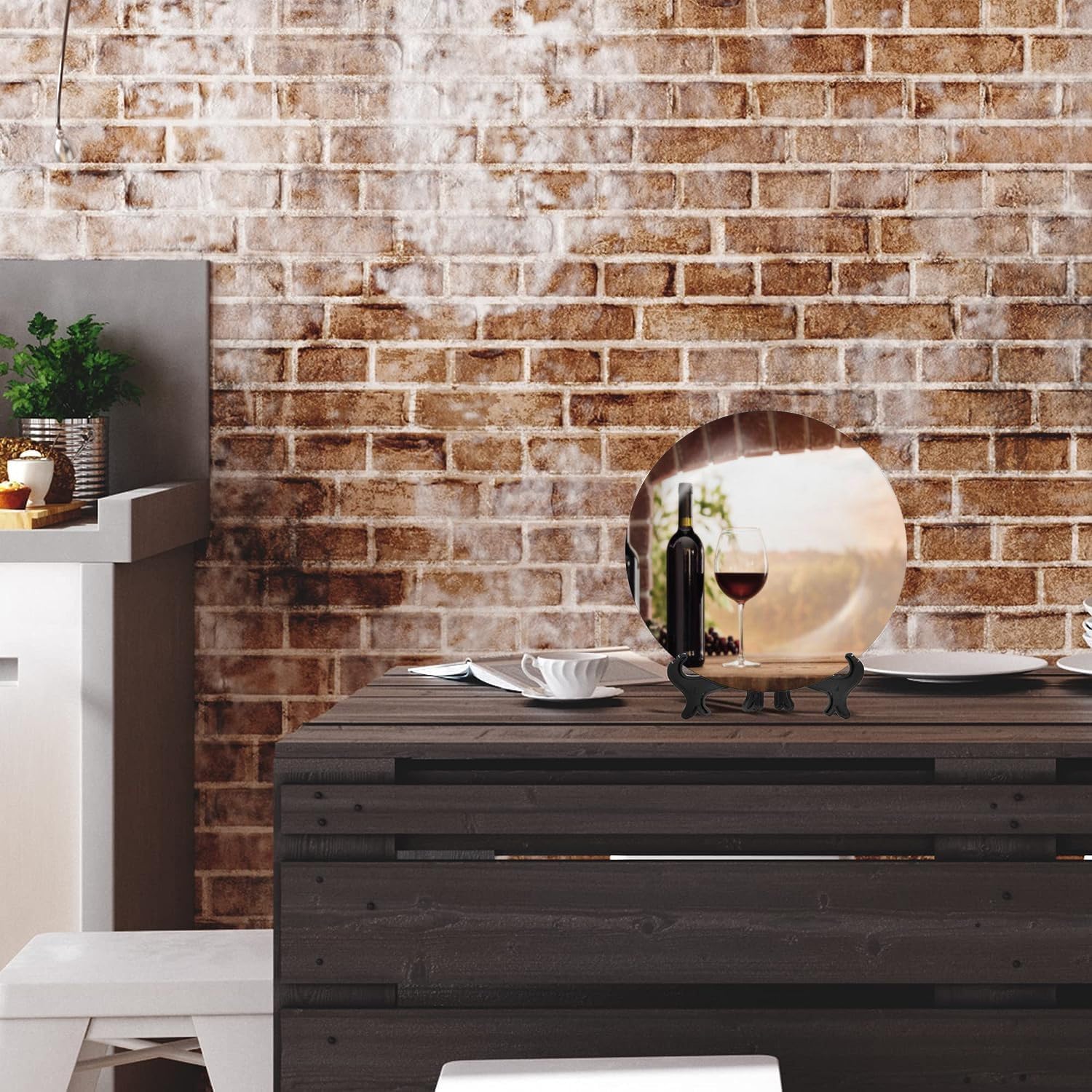 Placa de cerámica para colgar en la pared, decoración de cata de vino tinto, pintura de bodega, placa decorativa de porcelana para sala de estar,