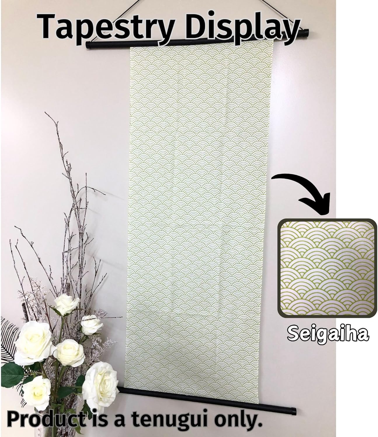 Toalla japonesa Tenugui con procesamiento de prevención de deshilachado, tradicional, patrón Seigaiha Orizuru, juego de 6, 12.99 x 34.64 pulgadas,