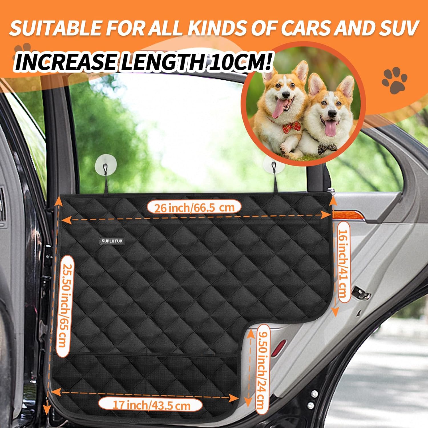 SuplutuX Protector de puerta de automóvil contra arañazos de perros, 2 protectores de puerta de vehículo para perros, cubierta de puerta de