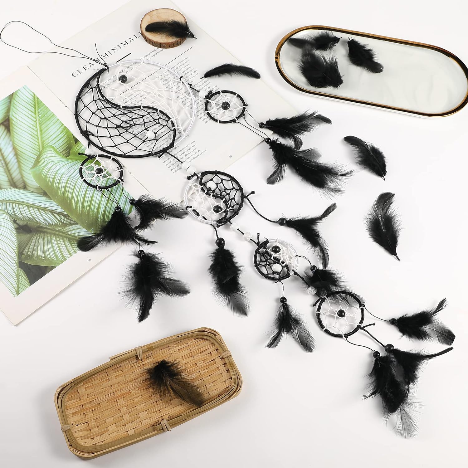 Soarer Plumas negras artesanales a granel, 300 plumas naturales de 3 a 5 pulgadas para boda, suministros de atrapasueños, manualidades de bricolaje