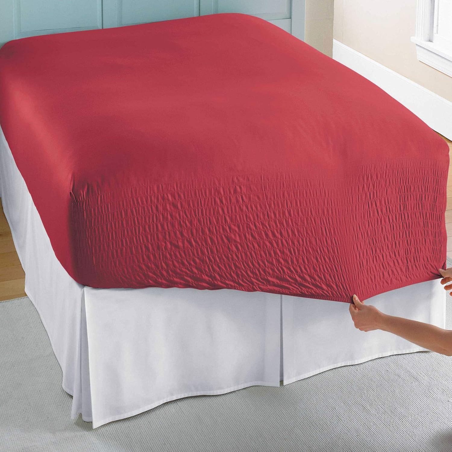 BrylaneHome Bed Tite – Juego de sábanas de algodón de 300 hilos, tamaño King, lunares azules, multicolor