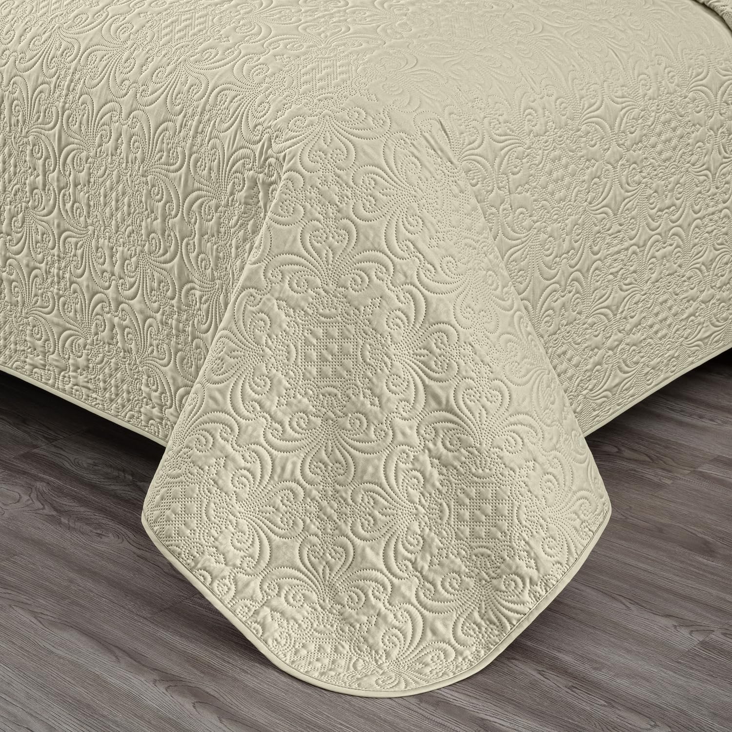Chezmoi Collection Luca – Juego de edredón tamaño Queen de 3 piezas, color beige, suave, ligero, de verano, tamaño Queen, de 100 x 106 pulgadas,
