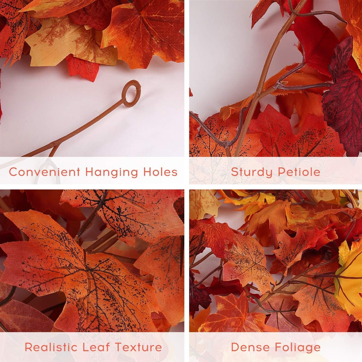 RECUTMS – 2 unidades de guirnalda de arce otoñal  colgante de hojas de otoño para el hogar, jardín, boda, fiesta, cena, chimenea, marco de puerta,